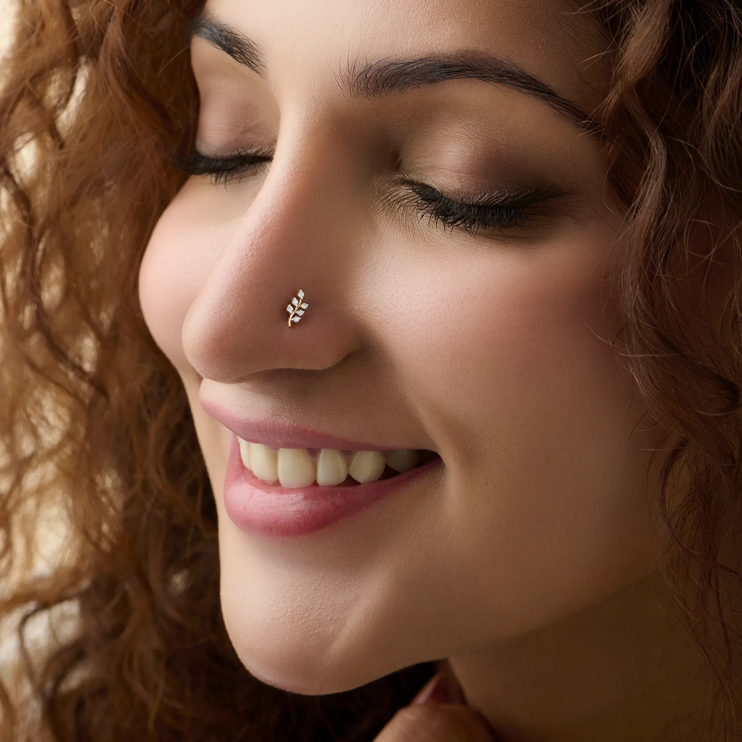 Branch Shine Nose Pin Gold Diamond For Women