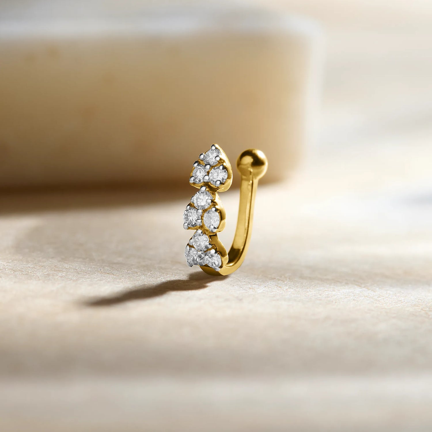 Crown Club Gold Nose Pin With Diamond Design For Women