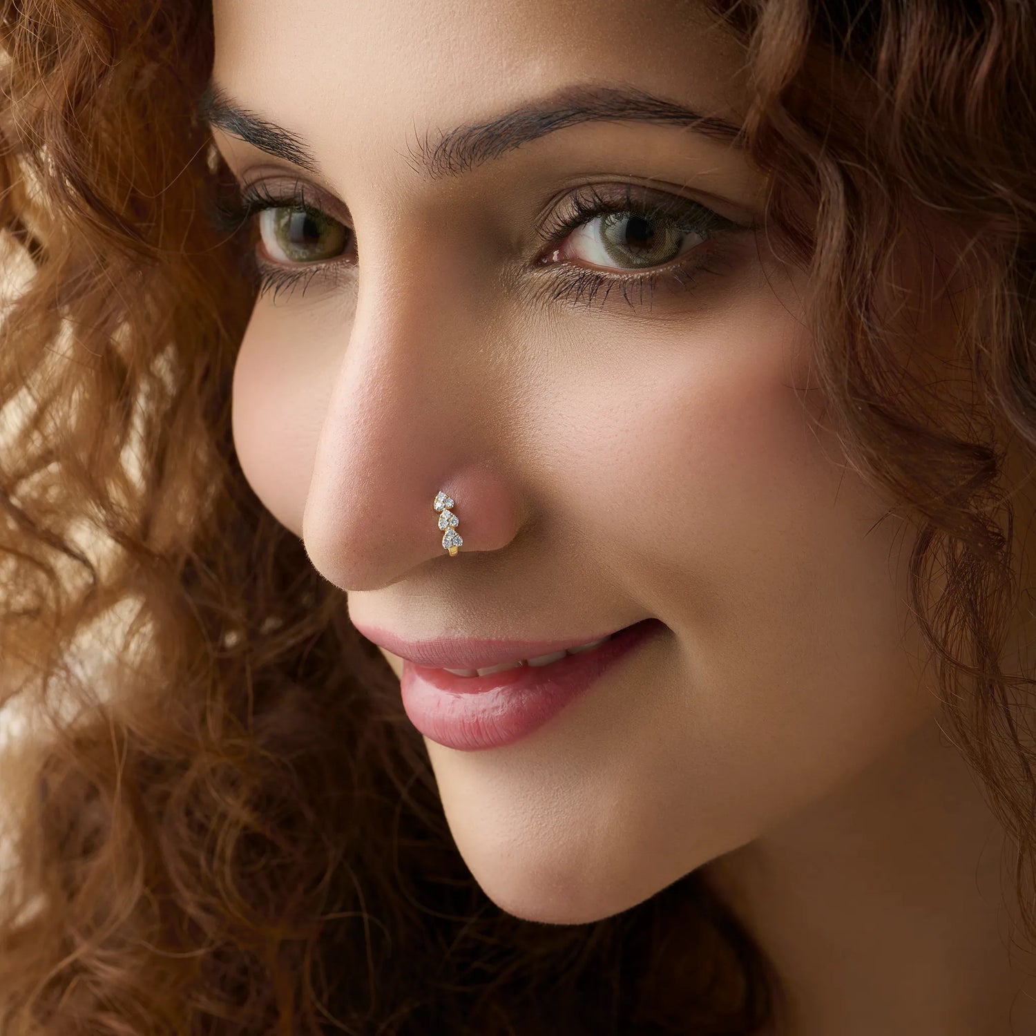 Crown Club Gold Nose Pin With Diamond Design For Women