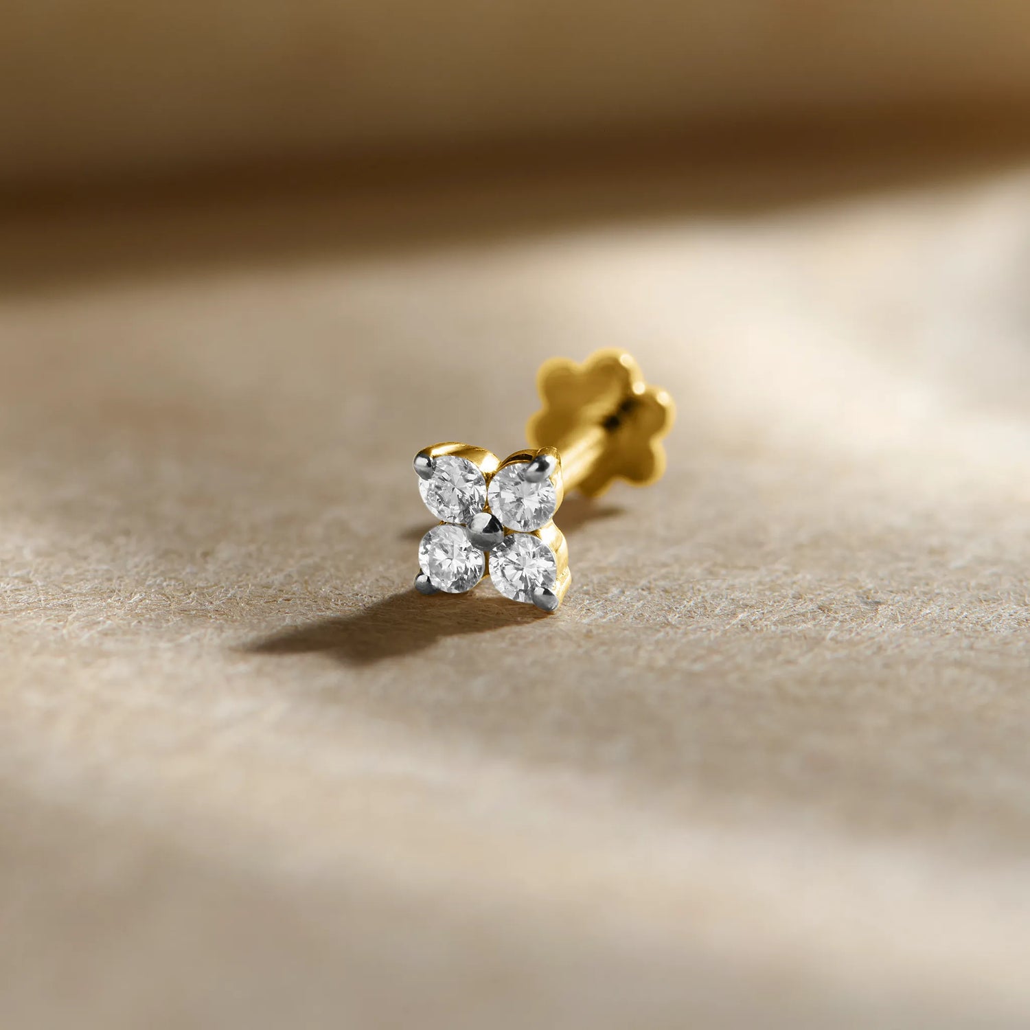 Floral Quad Diamond Nose Pin Gold For Women Online