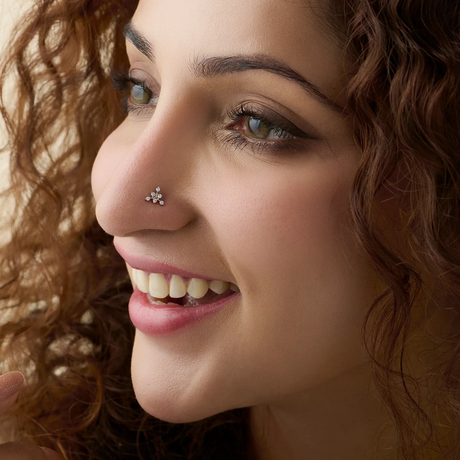 Royal Branch Tree Design Inspired Diamond And Gold Nose Pin For Women