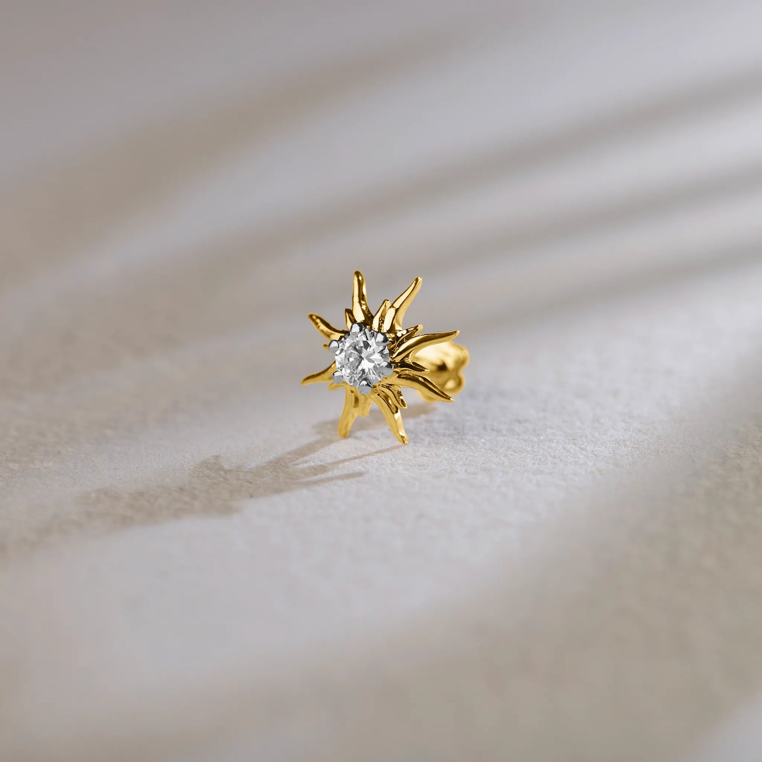 Majestic Sun Nose Pin Gold And Diamond For Women Online