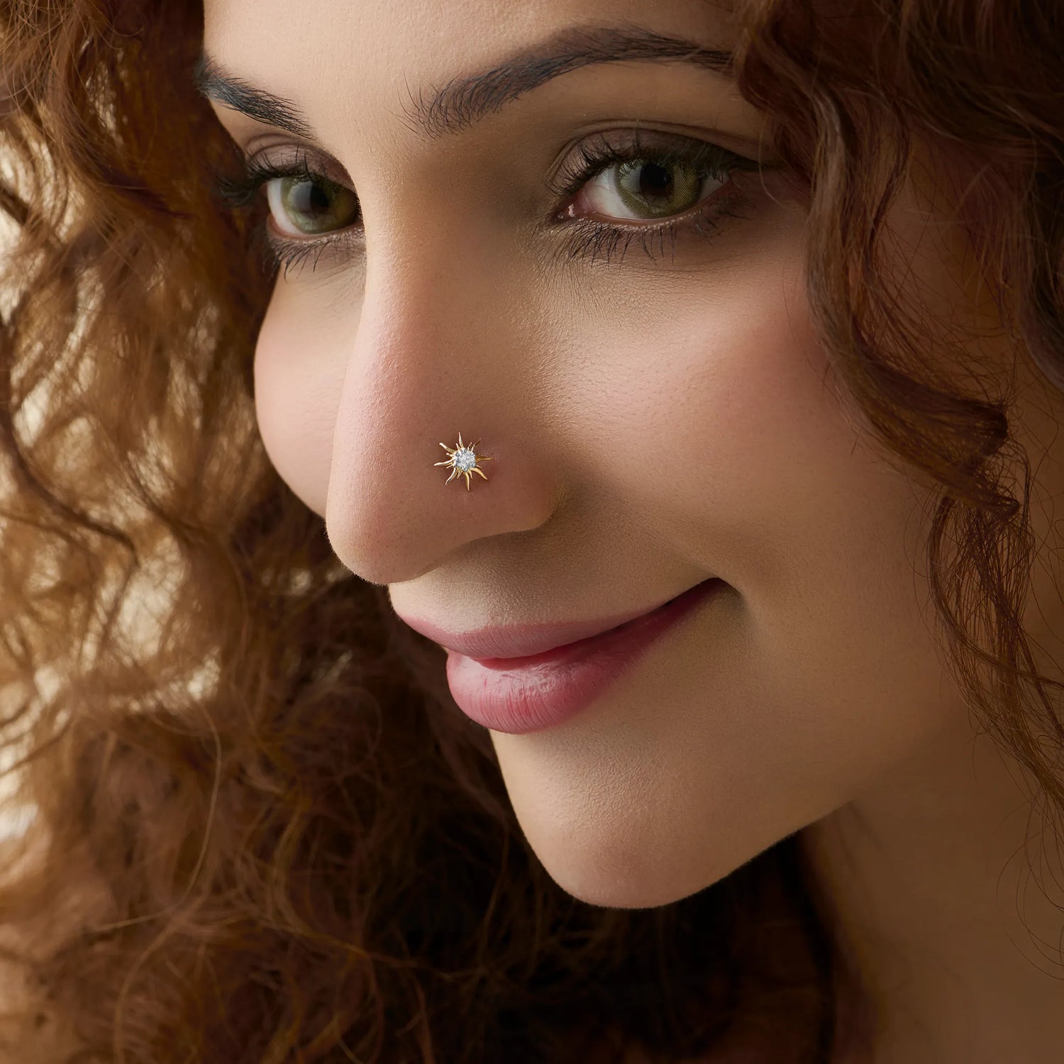 Majestic Sun Nose Pin Gold And Diamond For Women Online