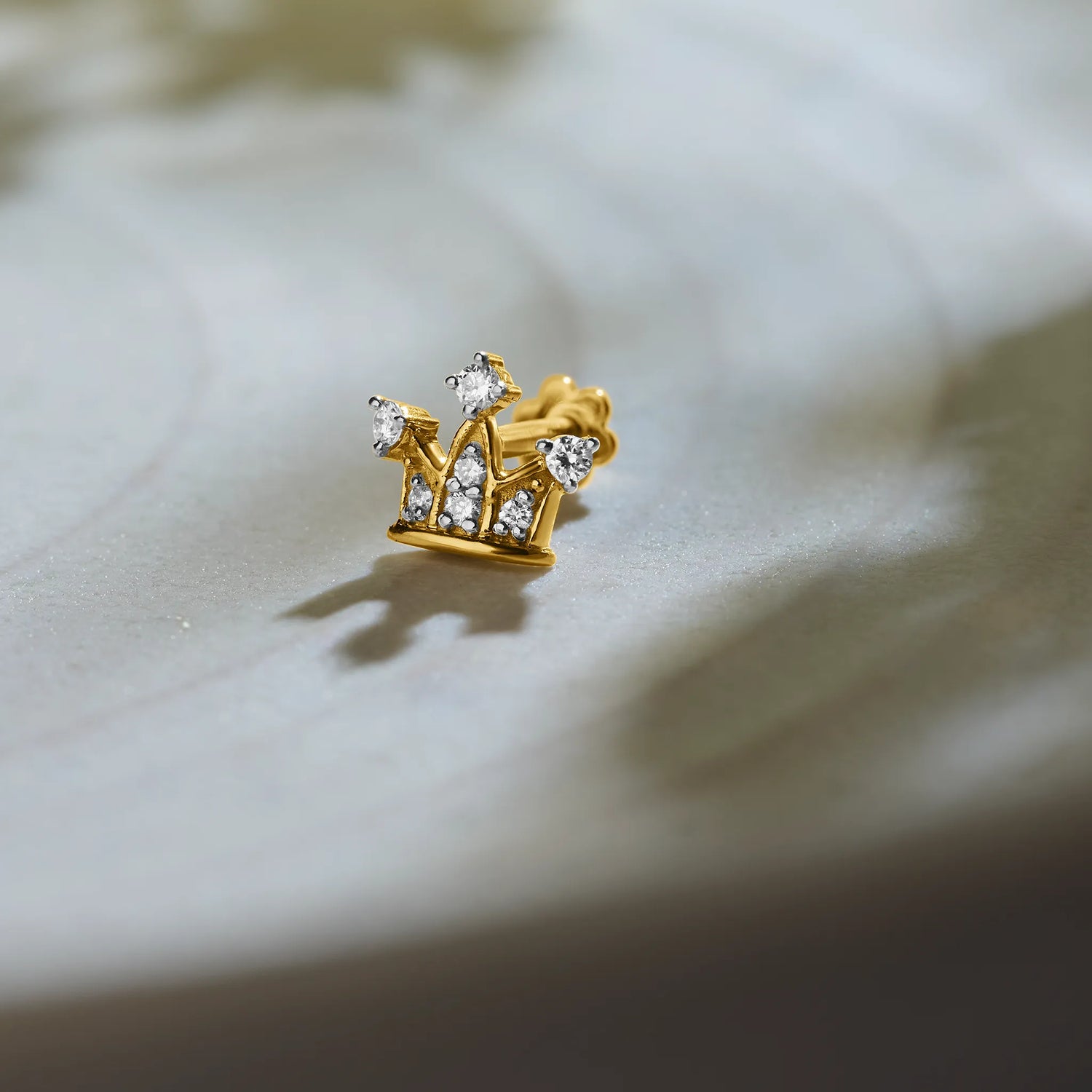 Crown Glory Royalty Inspired Nose Pin Gold With Diamond For Women