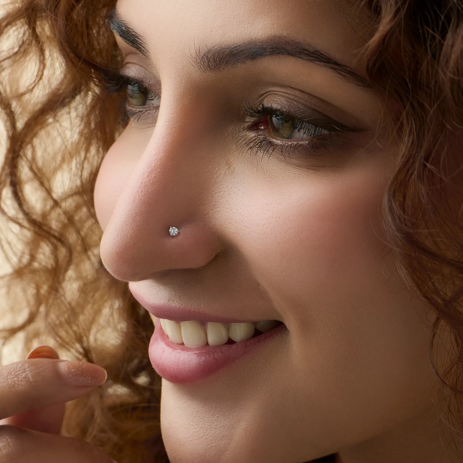 Imperial Shine Single Solitaire Diamond Nose Pin Design From Kerala In Gold