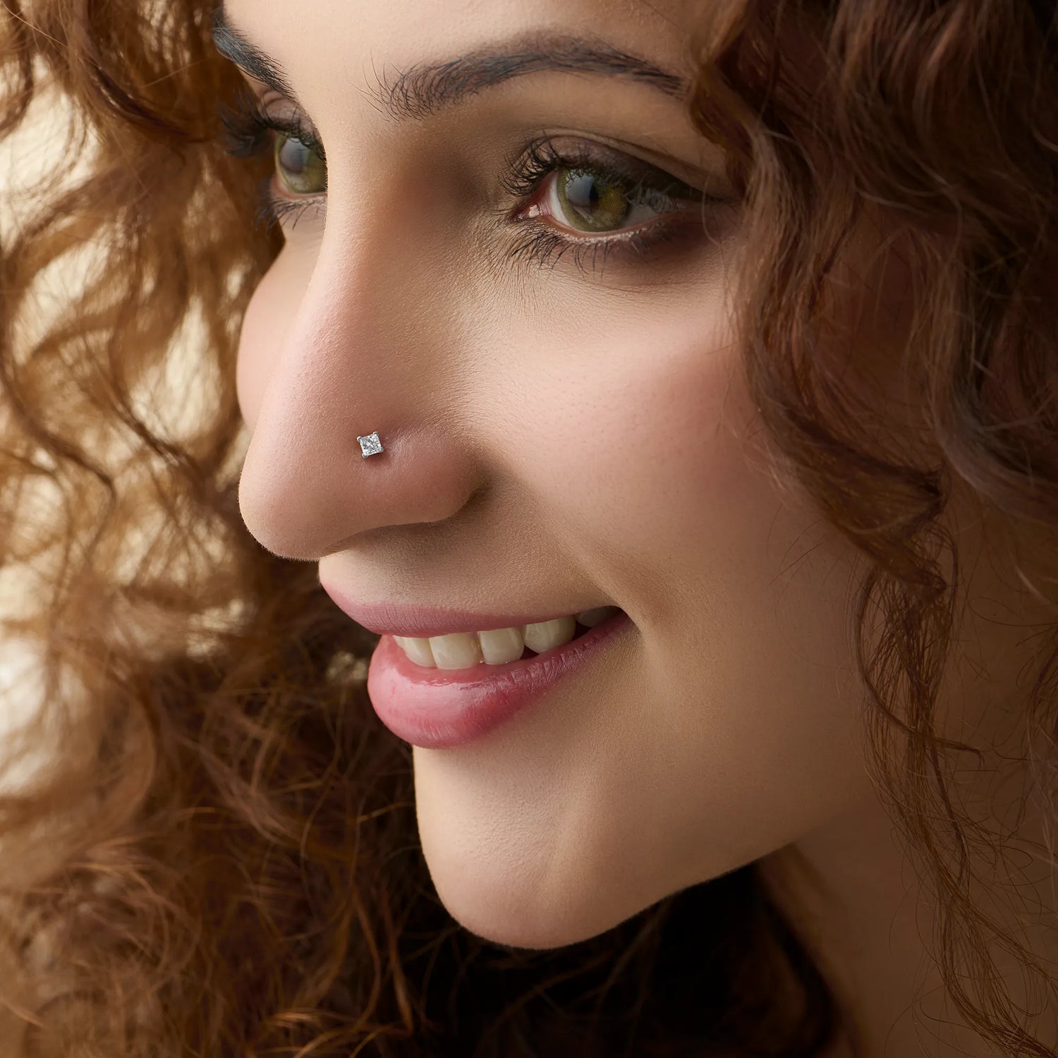 Royal Princess Square Shape Single Solitaire Diamond Nose Pin Design From Kerala In Gold