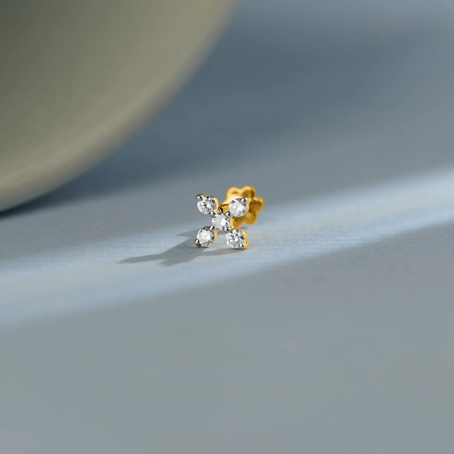 Radiant Cross Gold Nose Pin With Diamond For Women Online