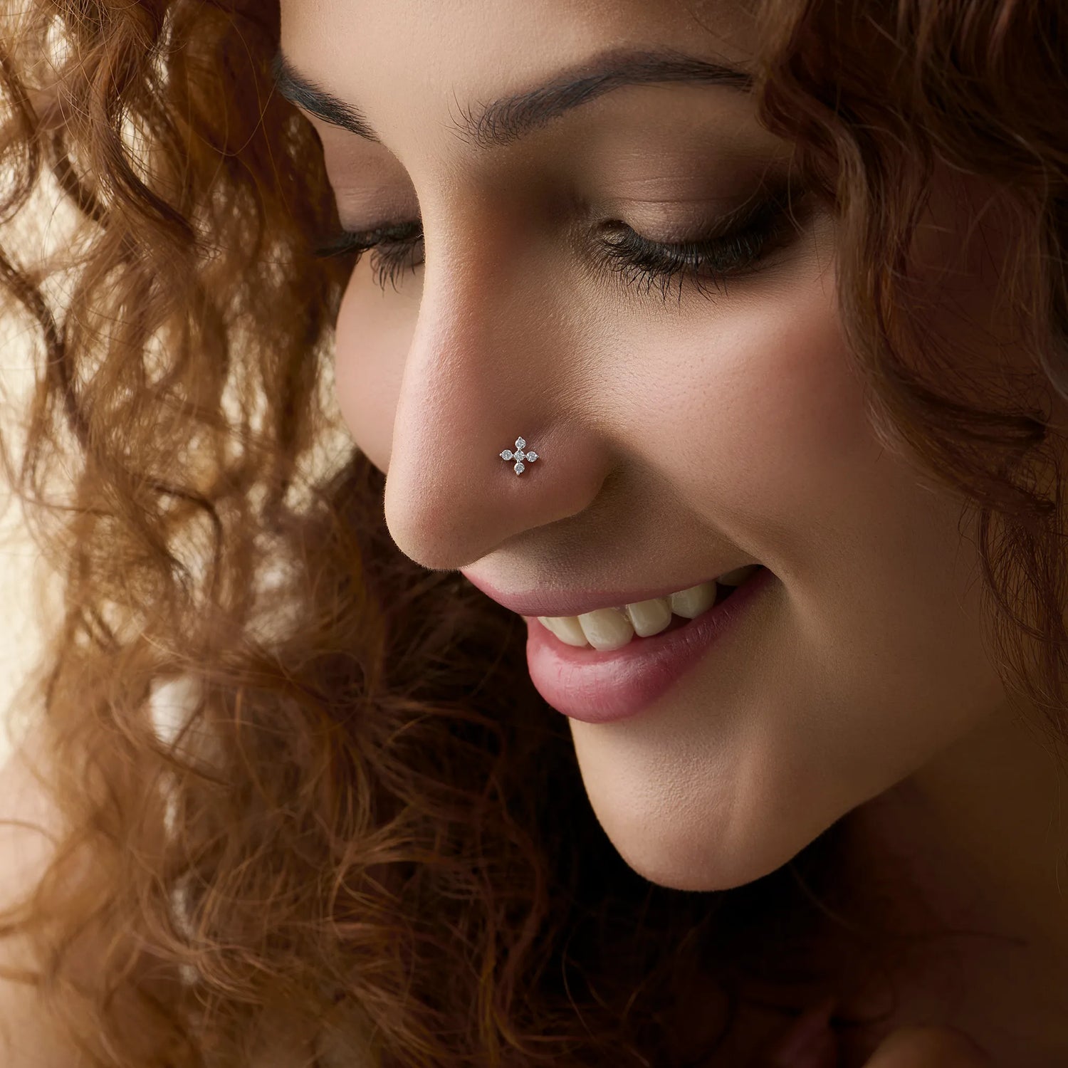 Radiant Cross Gold Nose Pin With Diamond For Women Online