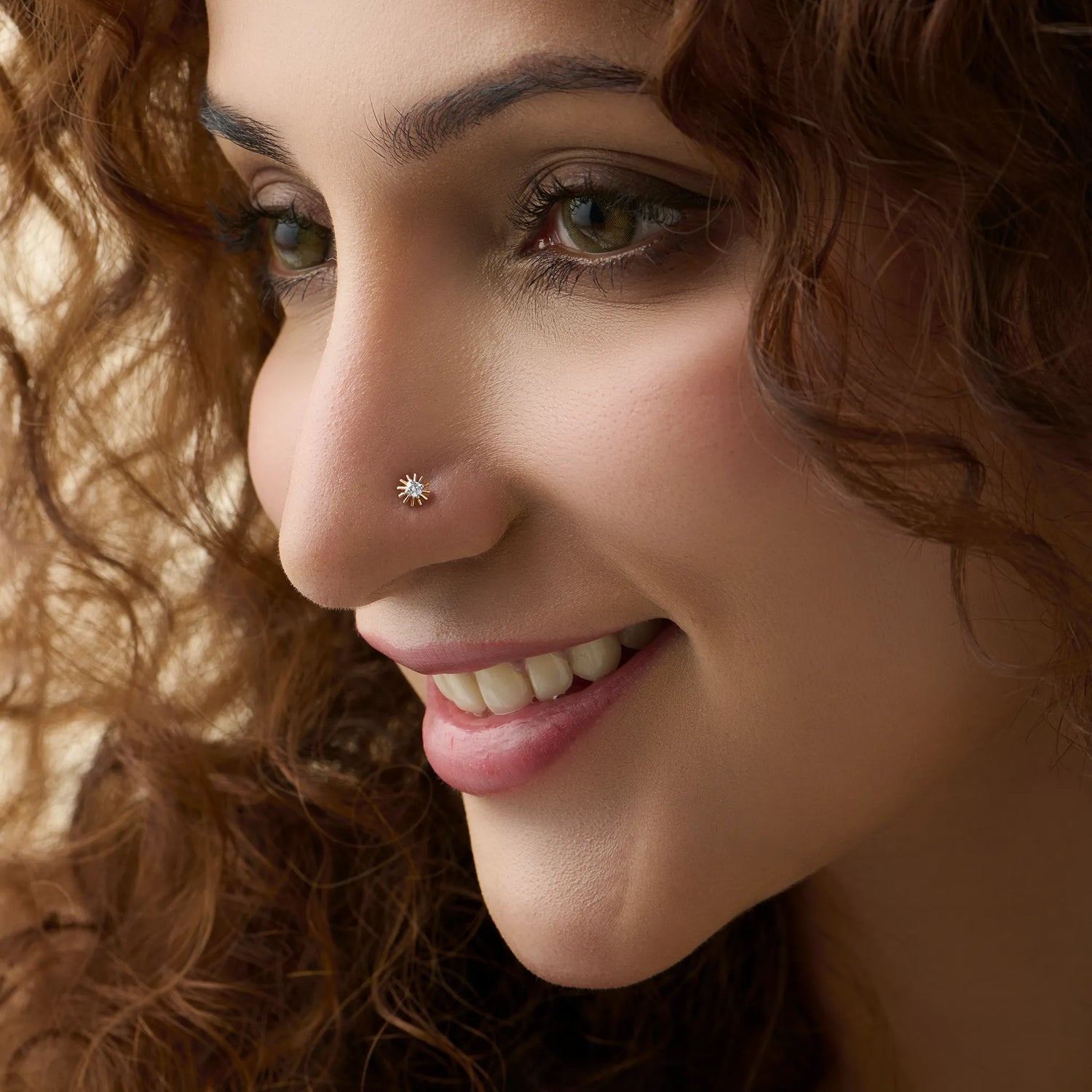 Sunburst Charm Sun Rays Inspired Diamond Nose Pin Gold