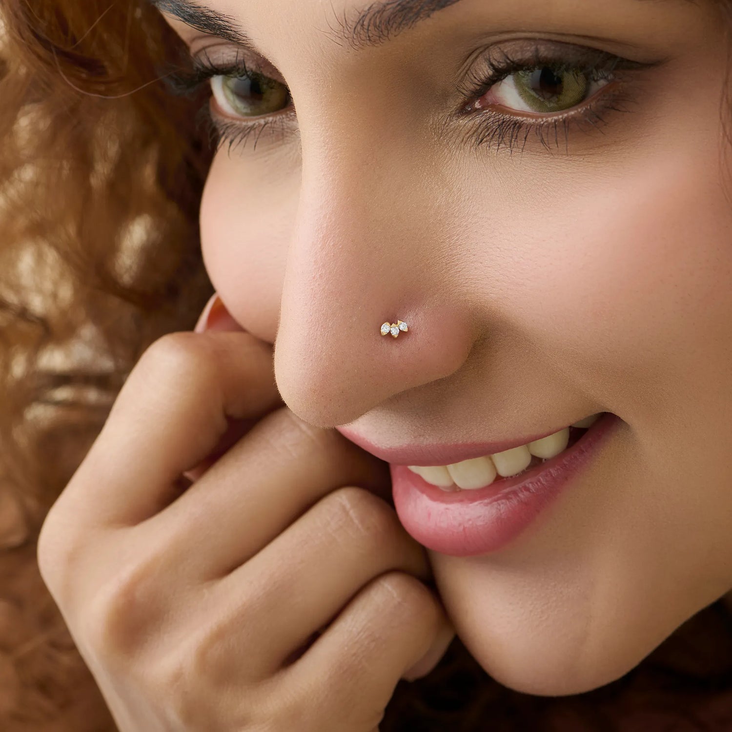 Crown Gleam Small Crown Inspired Nose Pin Gold Diamond Design