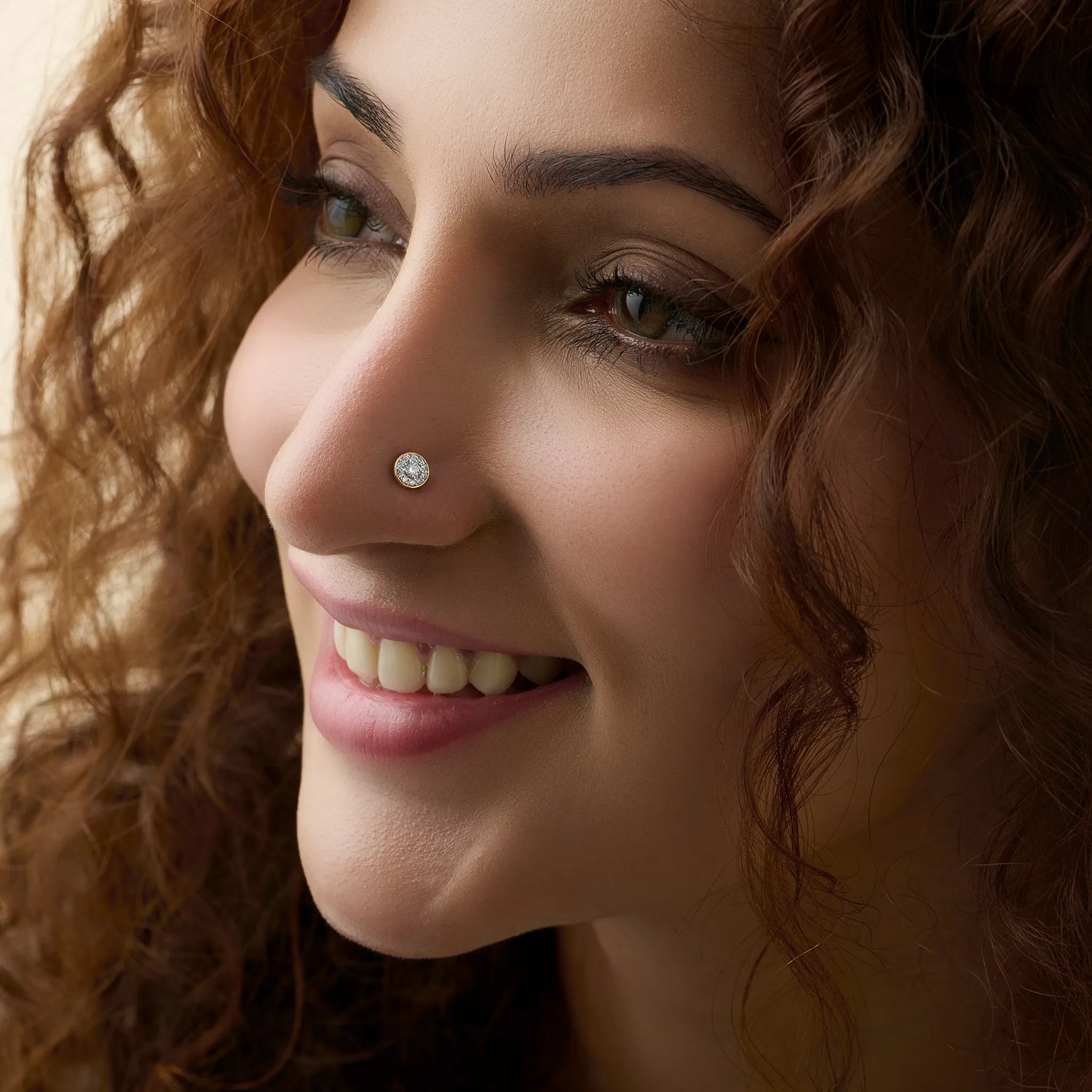 Solar Halo Sun Inspired Diamond And Gold Nose Pin For Women