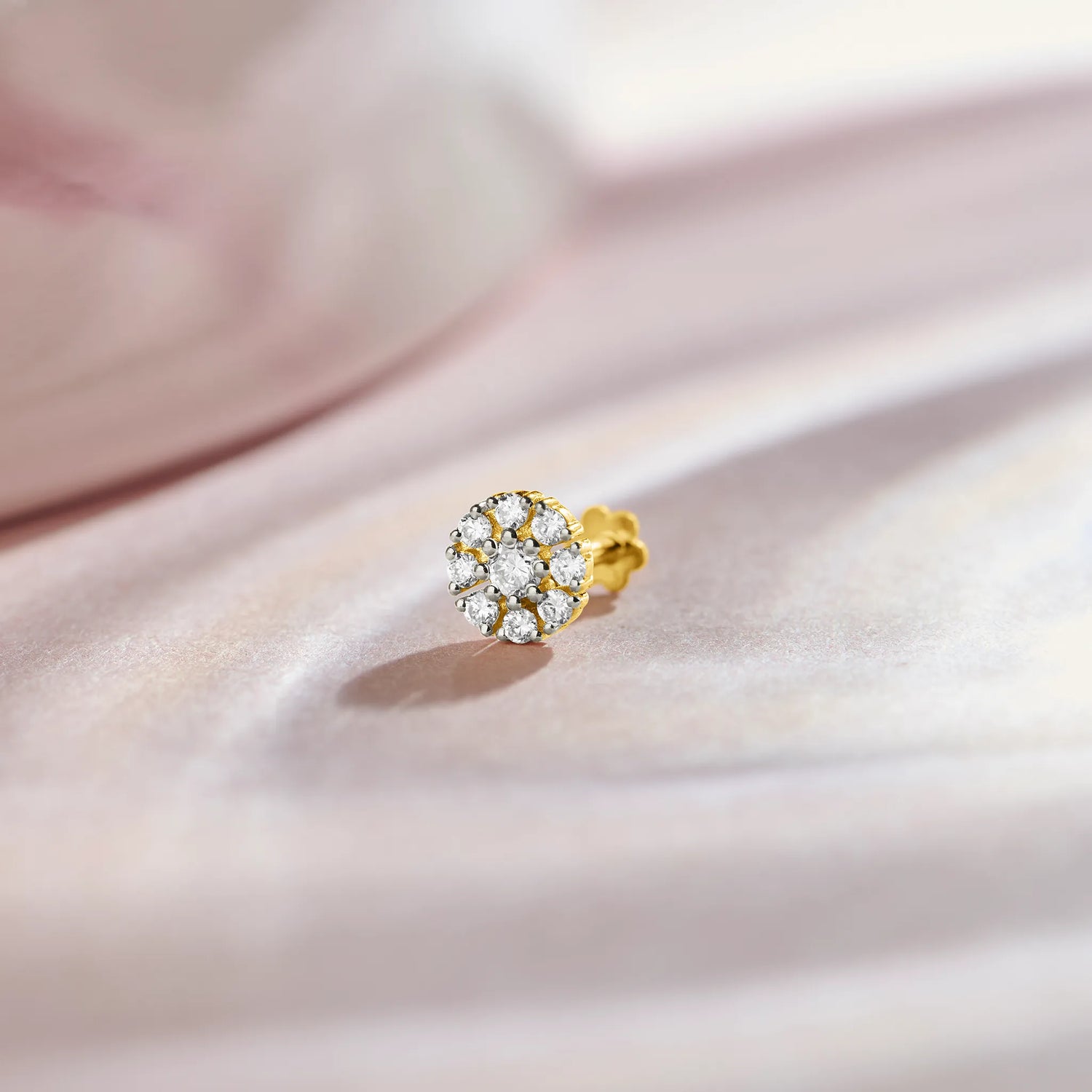 Radiant Charm Diamond Nose Pin Design From Kerala In Gold