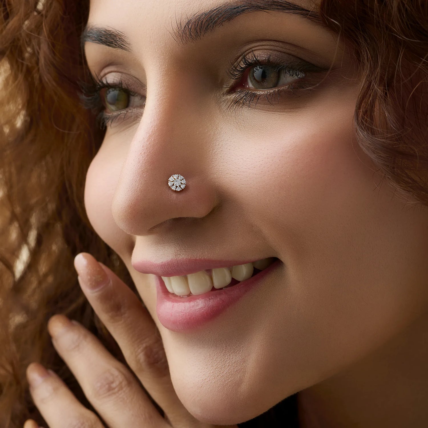 Radiant Charm Diamond Nose Pin Design From Kerala In Gold