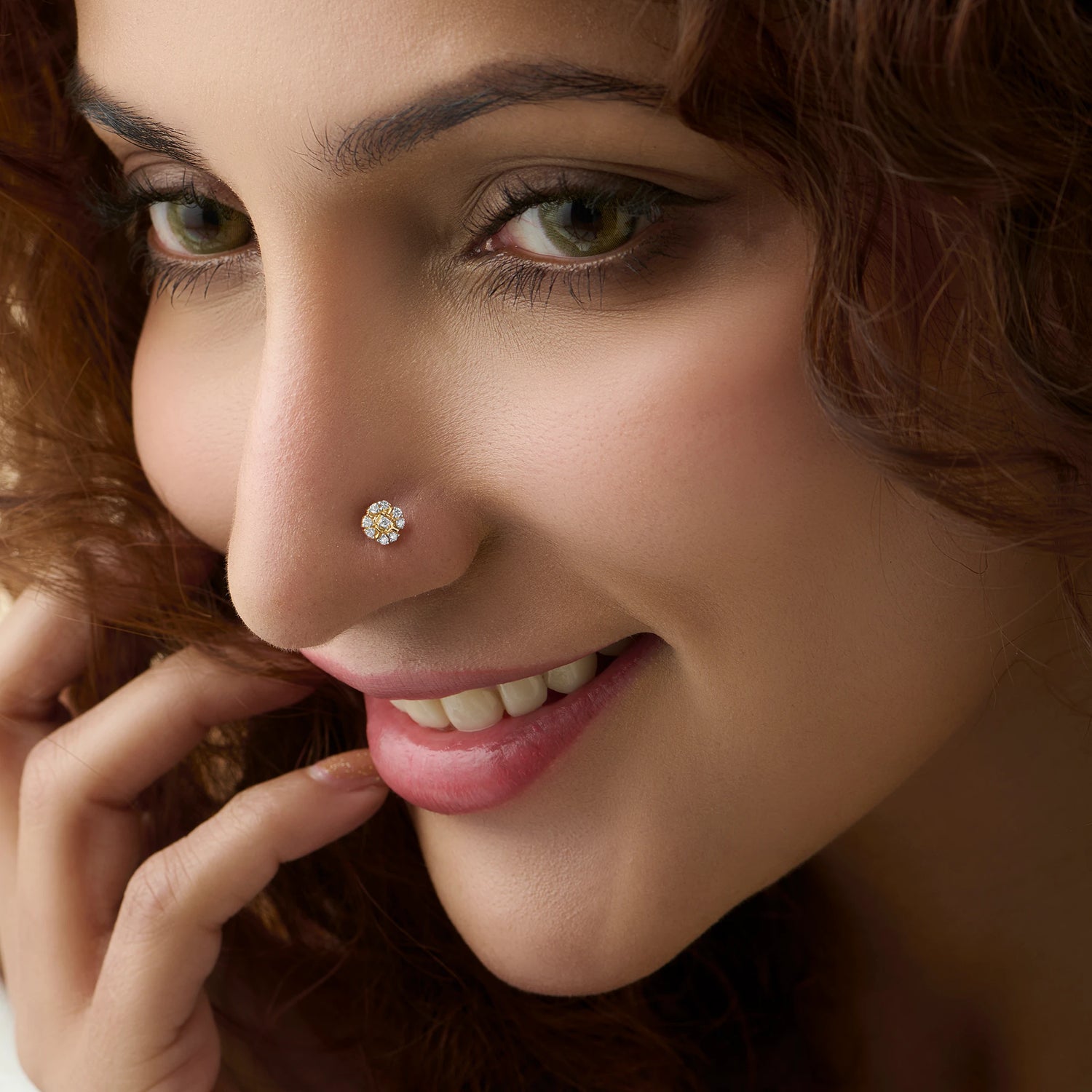 Cushion Cluster Diamond Nose Pin Online For Women