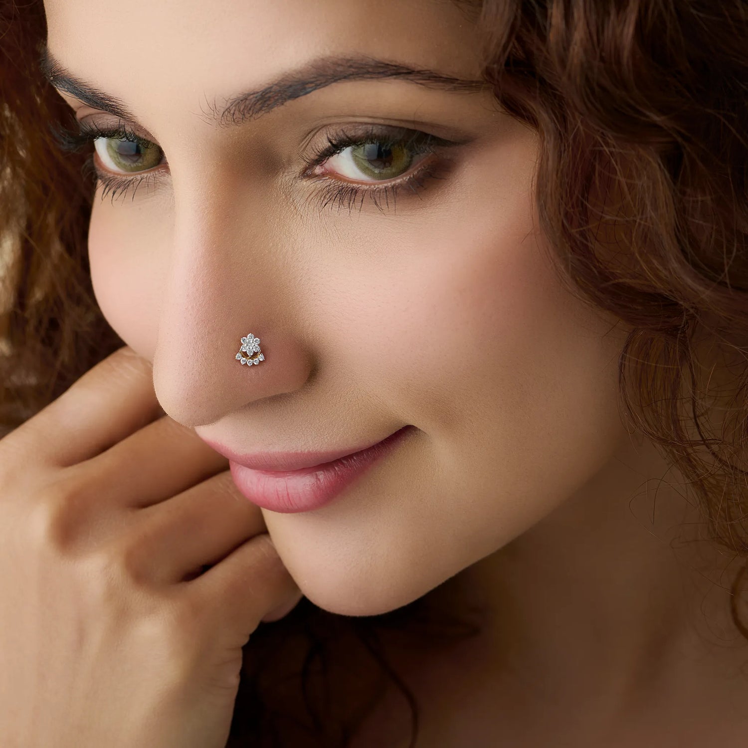 Vintage Cascade Diamond Nose Pin Design From Kerala In Gold