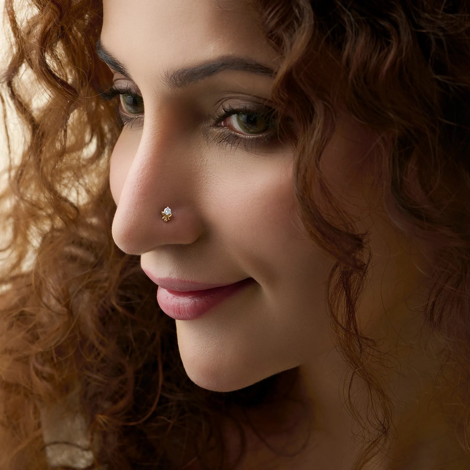 Moonlight Charm Moon Inspired Gold Nose Pin With Diamond For Women