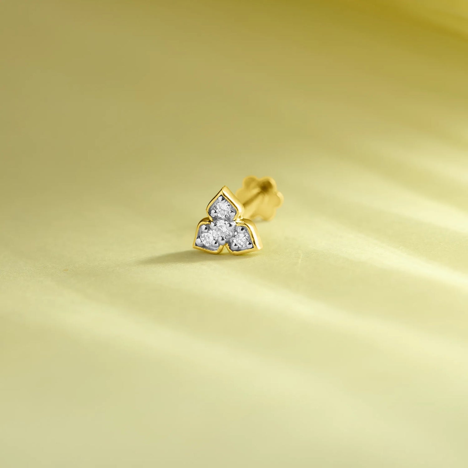 Clover Charm Diamond Nose Pin Design From Kerala In Gold