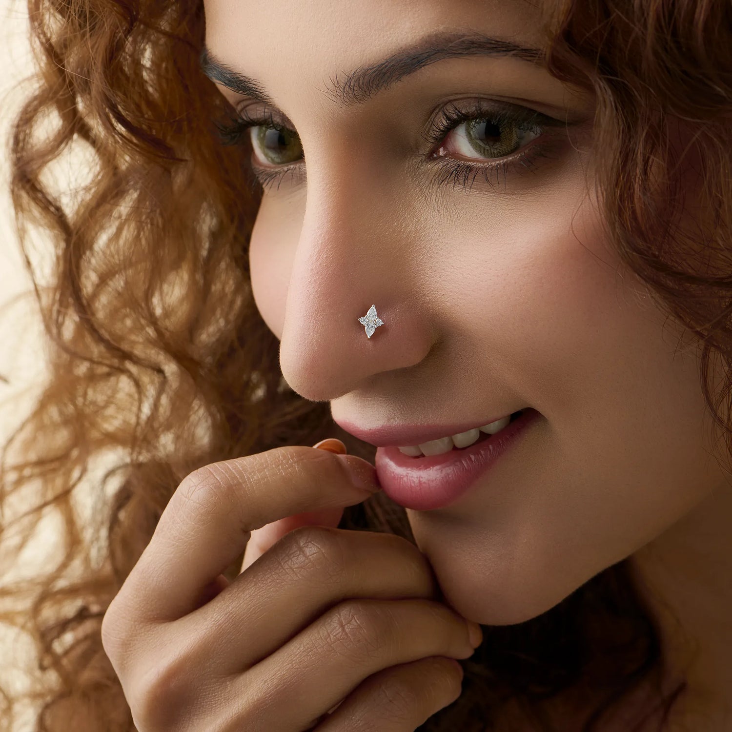 Pear Radiance Two Solitaires Diamond And Gold Nose Pin For Women