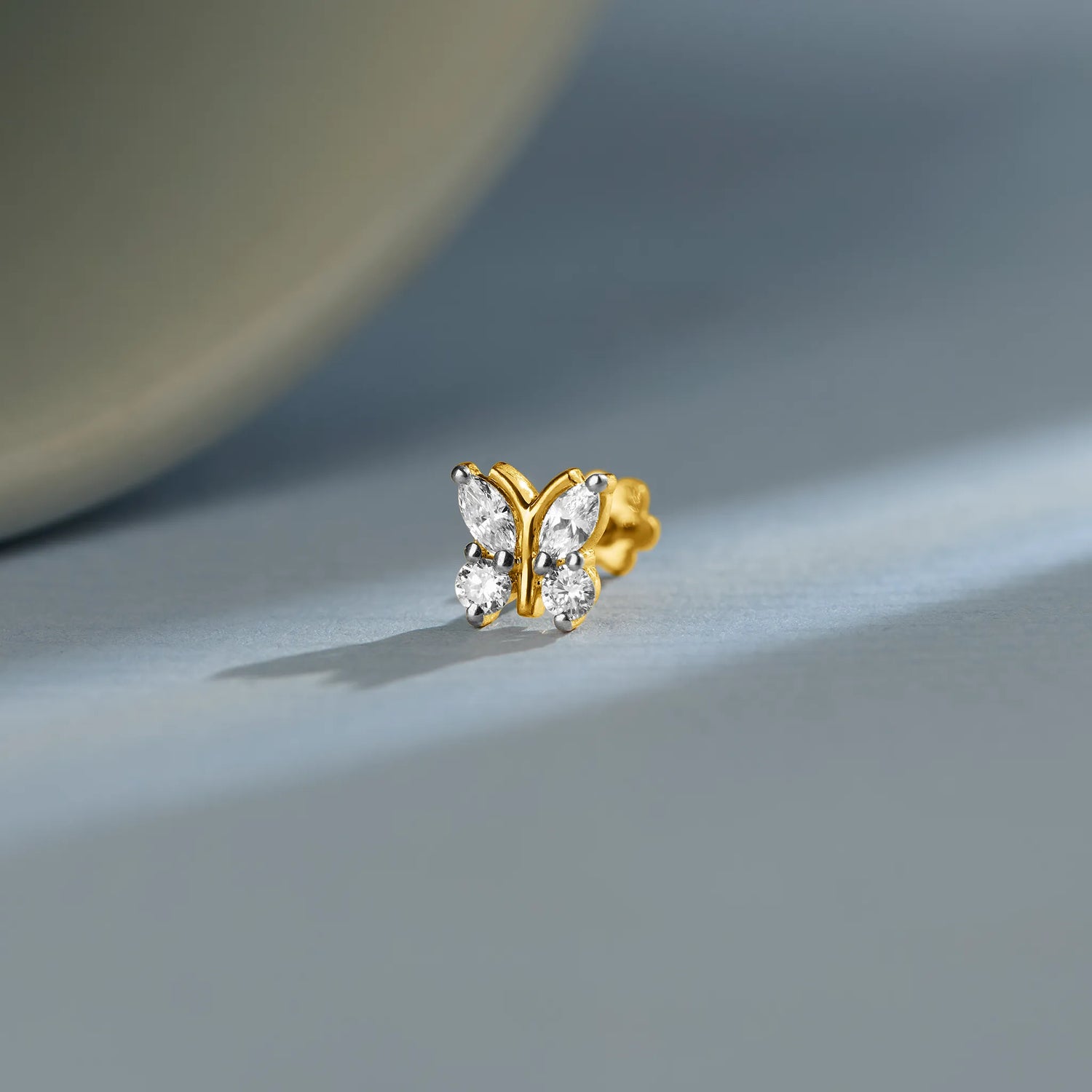Garden Flutter Butterfly Inspired Diamond Nose Pin Gold For Women Online