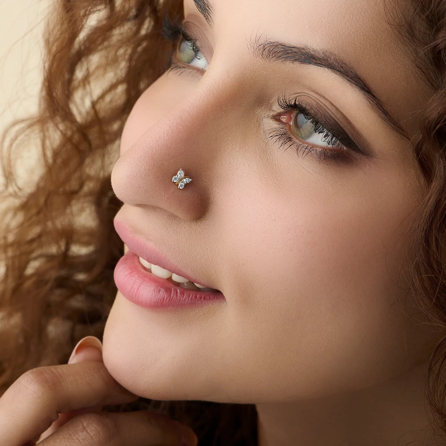 Garden Flutter Butterfly Inspired Diamond Nose Pin Gold For Women Online