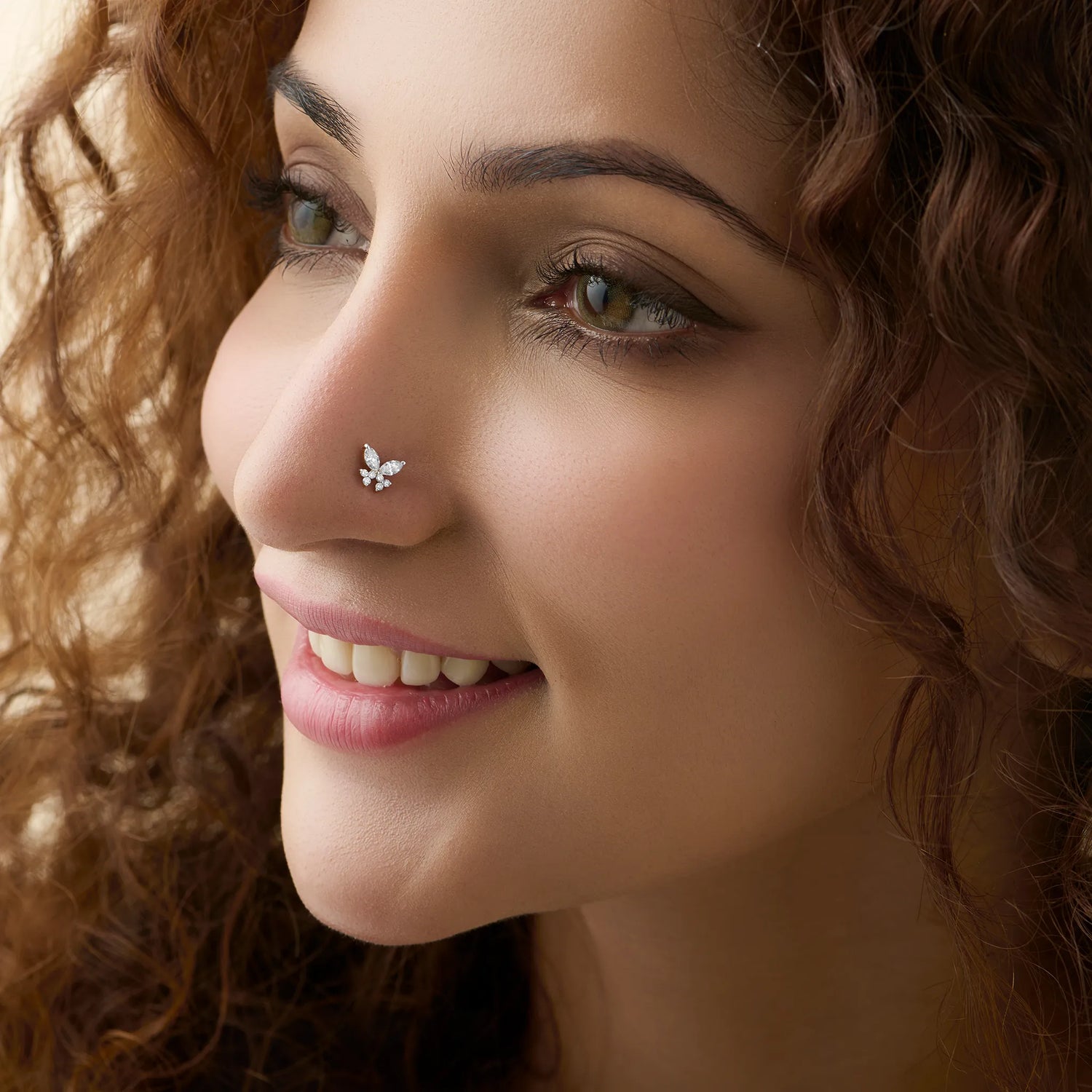 Forest Flicker Nose Pin Gold and Diamond Online