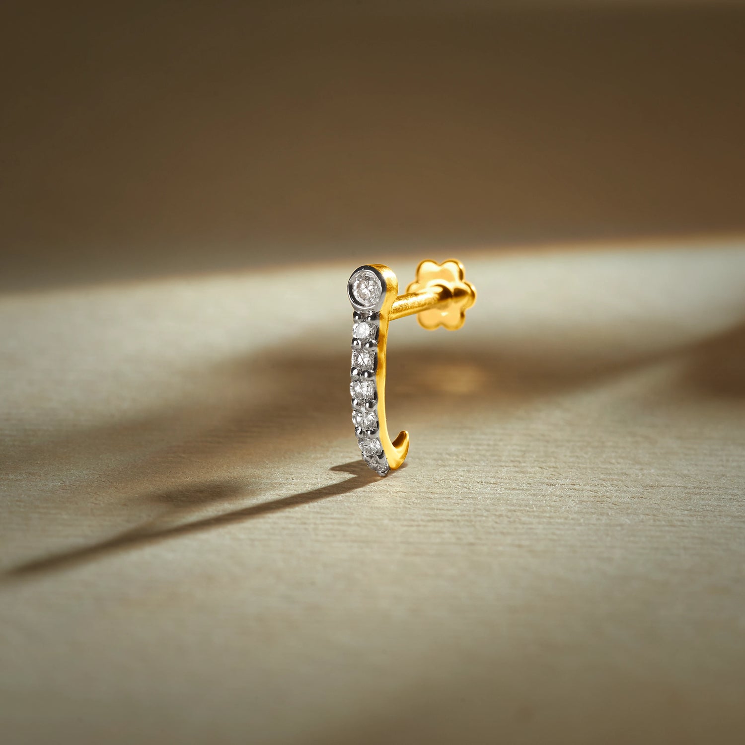 Arc Spark J Stud Diamond Nose Pin For Women Online