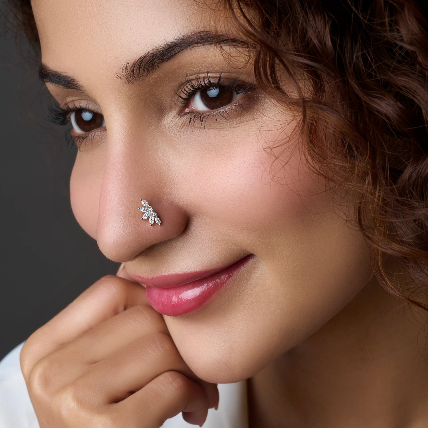 Lily Inspired Diamond Gold Nose Pin For Women