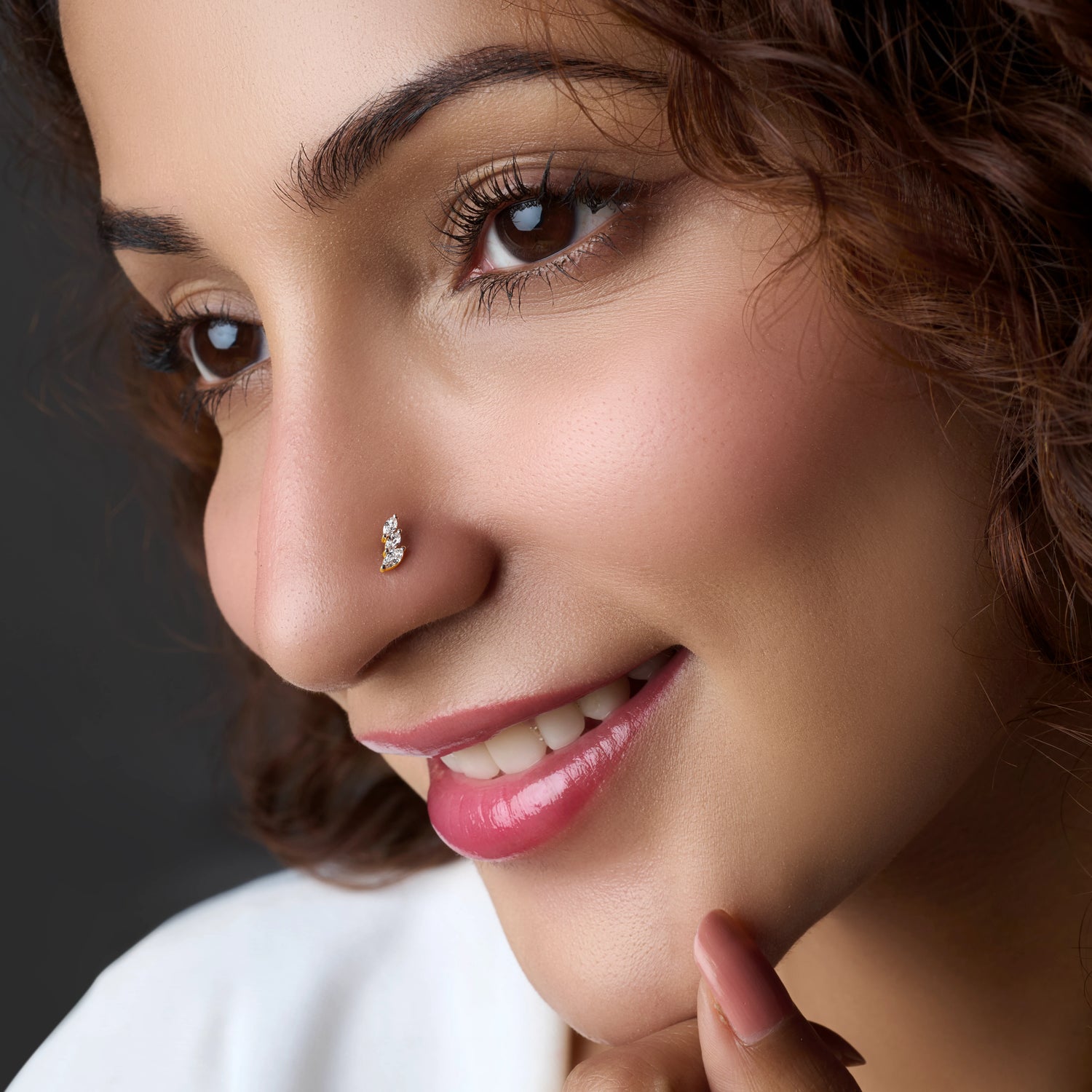 Triple Marquise Gold Diamond Nose Pin Design