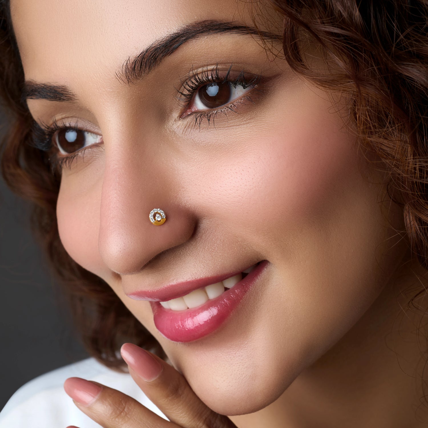 Orbit Luna Gold Diamond Nose Pin