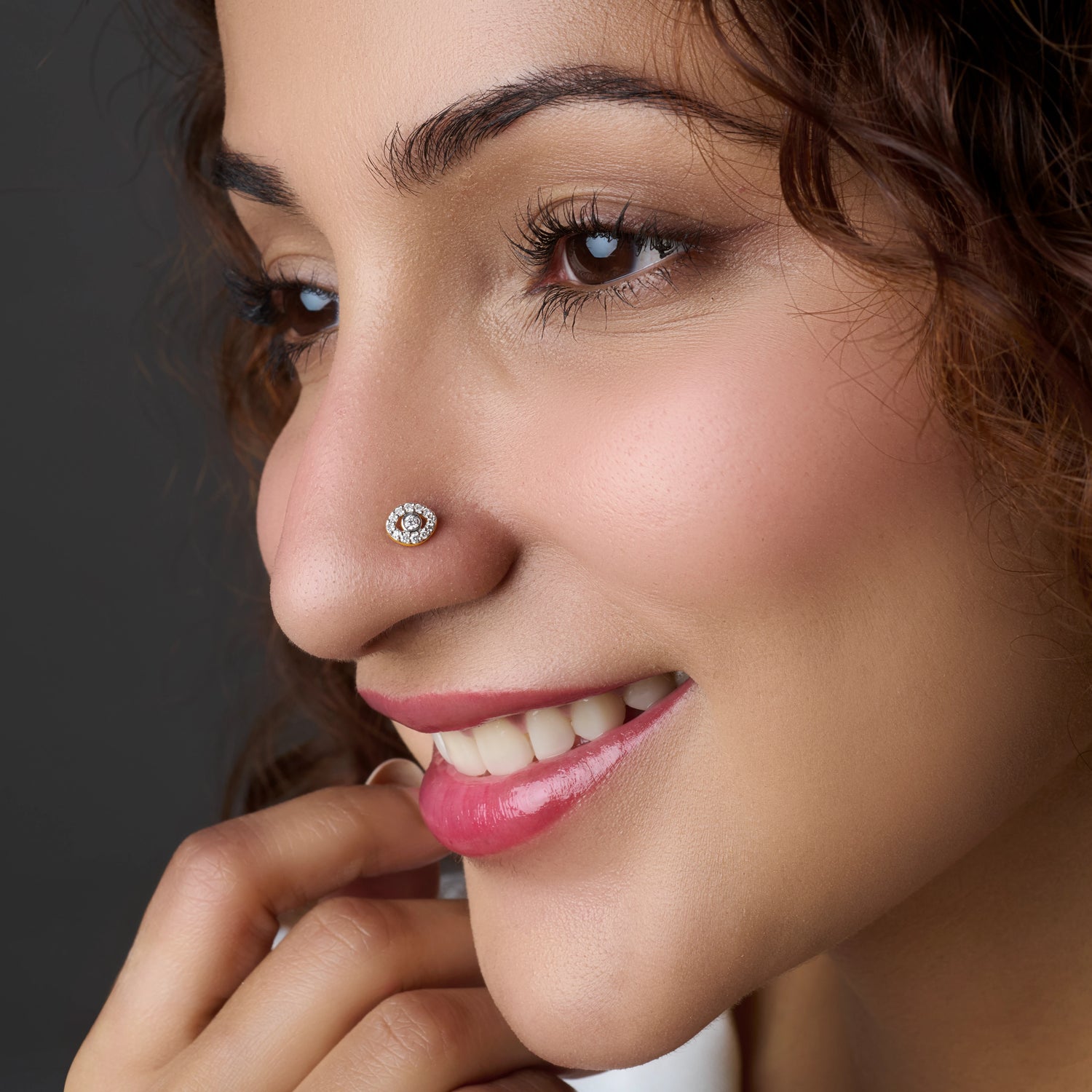 Boho Eye Gold Nose Pin With Diamond For Women