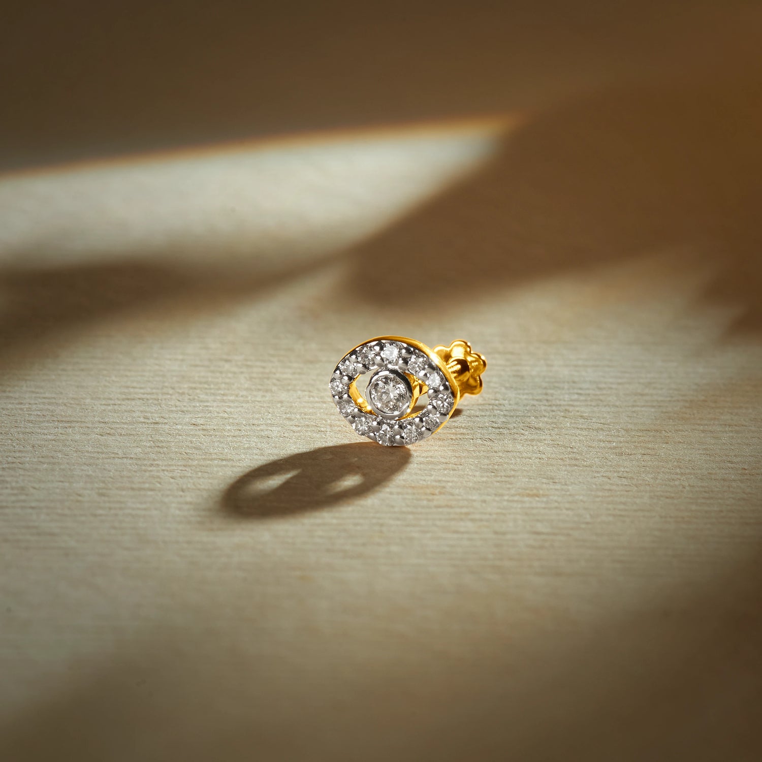 Boho Eye Gold Nose Pin With Diamond For Women