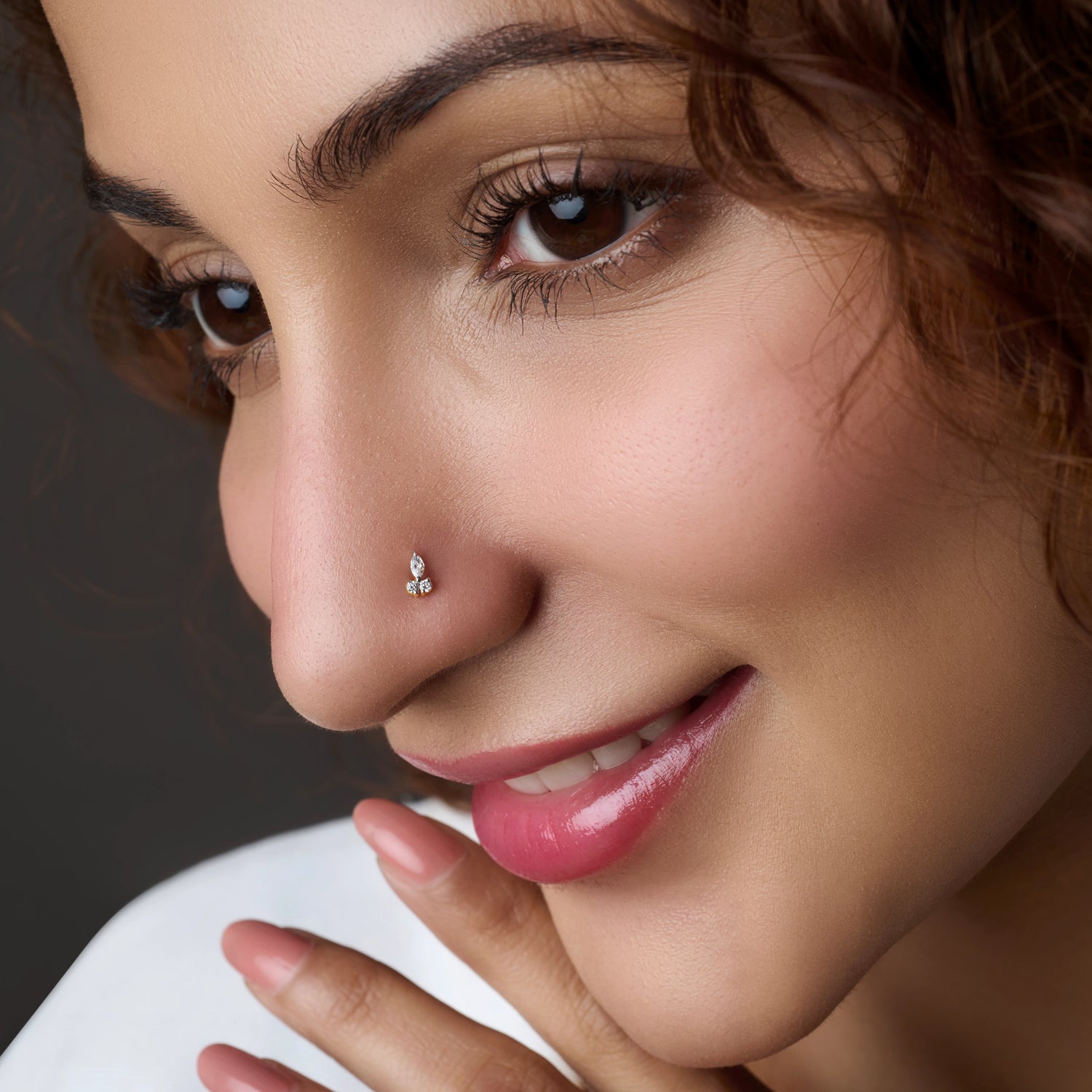 Tulip Flower Inspired Diamond Nose Pin Gold For Women