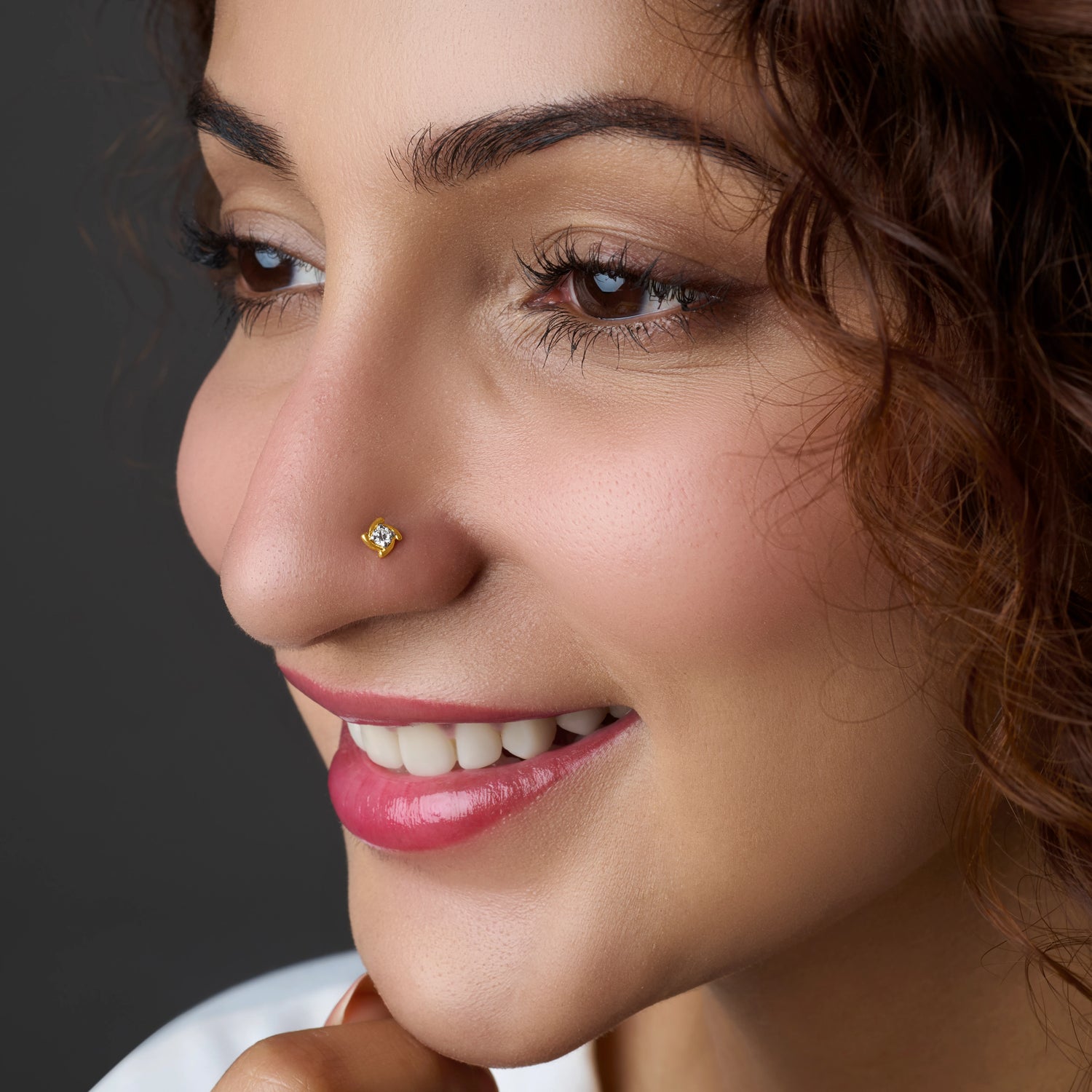 Asterisk Star Inspired Gold and Diamond Nose Pin