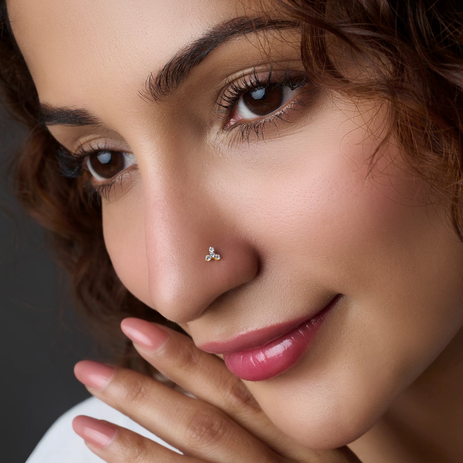 Trey Minimal Nose Pin Gold Diamond Design For Women