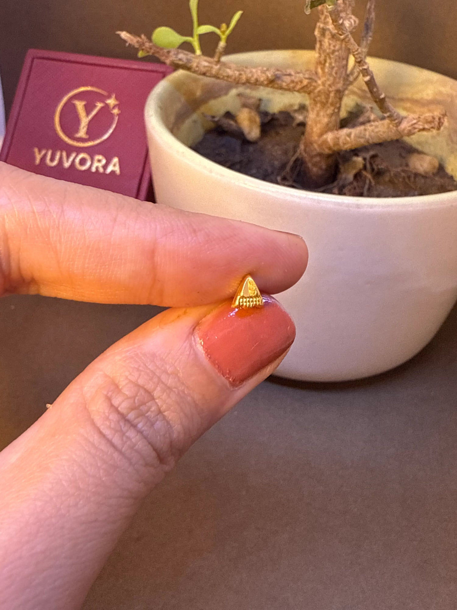 Crown Leaf Gold Nose Pin – Simple 18K Nose Pin Gold Design for Women