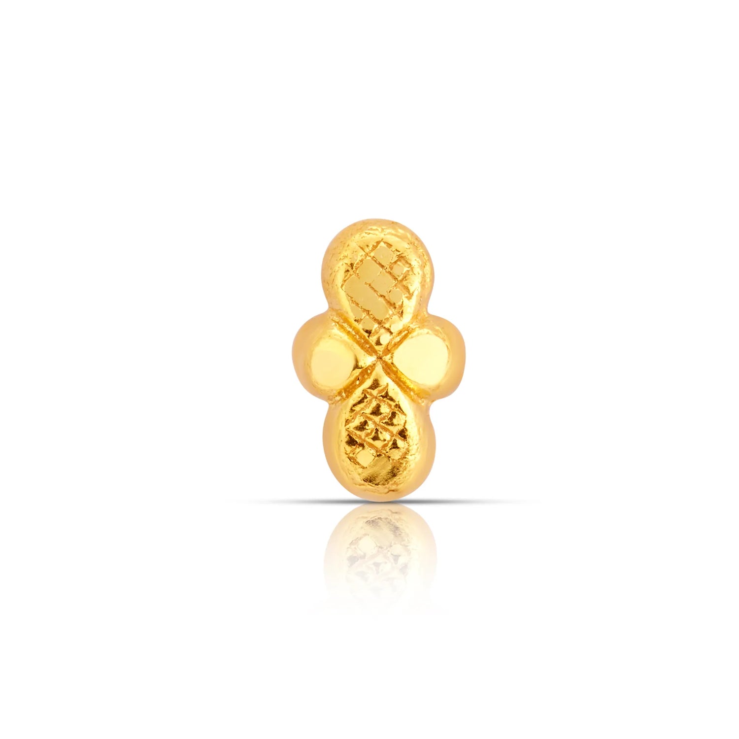 Twin Knot 18K Infinity Shaped Indian Gold Nose Pin Design