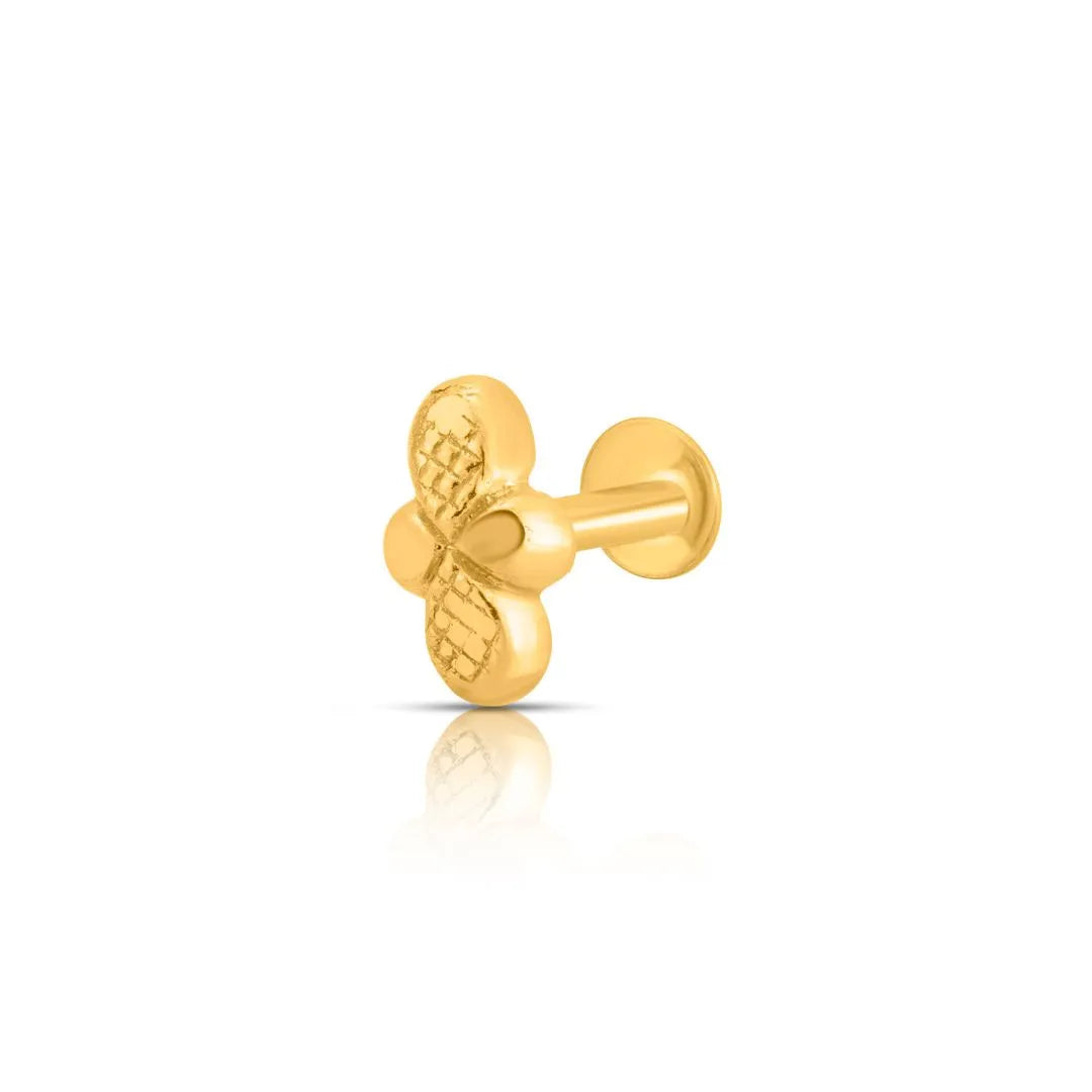 Twin Knot 18K Infinity Shaped Indian Gold Nose Pin Design