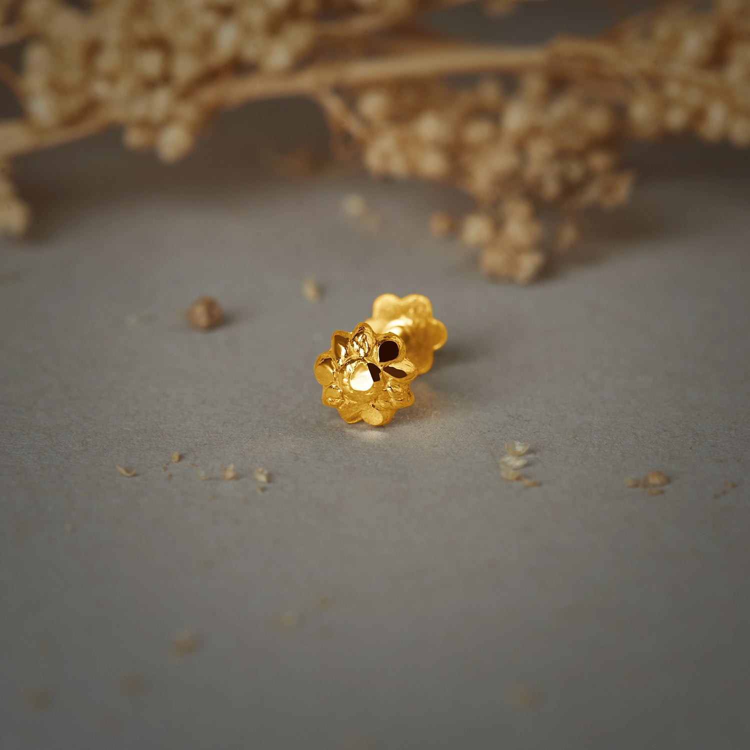 Sun Blossom Gold Nose Pin – Simple 18K Nose Pin Gold Design for Women