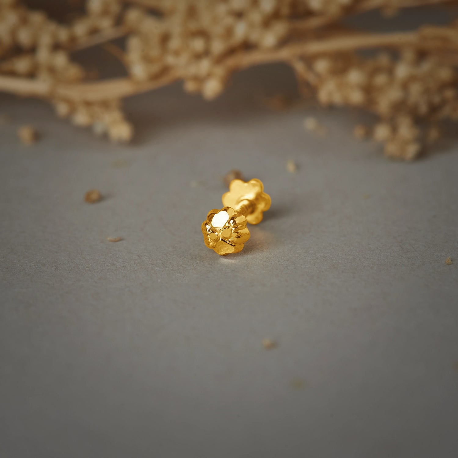 Petal Whisper Gold Nose Pin – Simple 18K Nose Pin Gold Design for Women