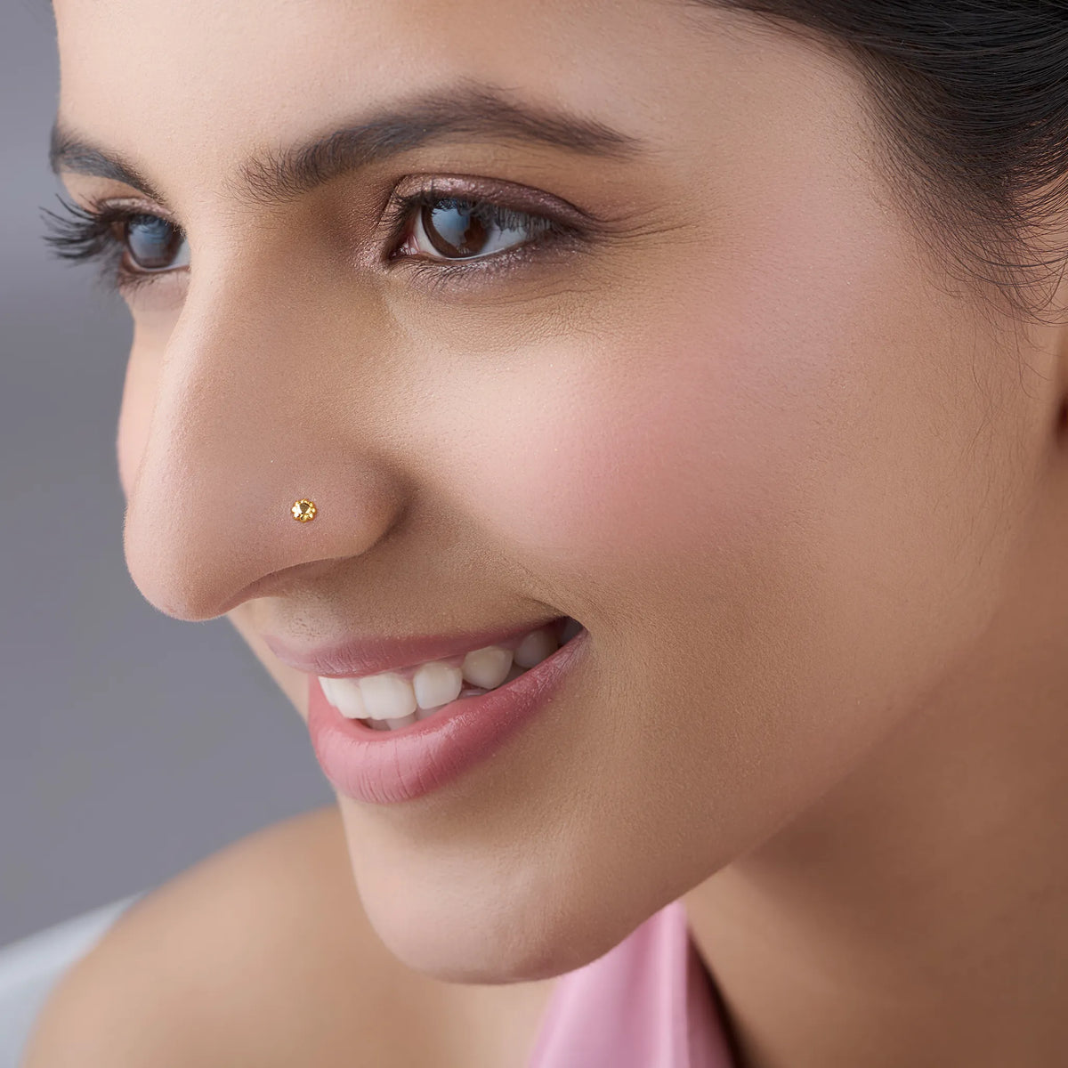 Pin Point Nose Golden Blossom 18K Simple Gold Nose Pin for Women – Yuvora
