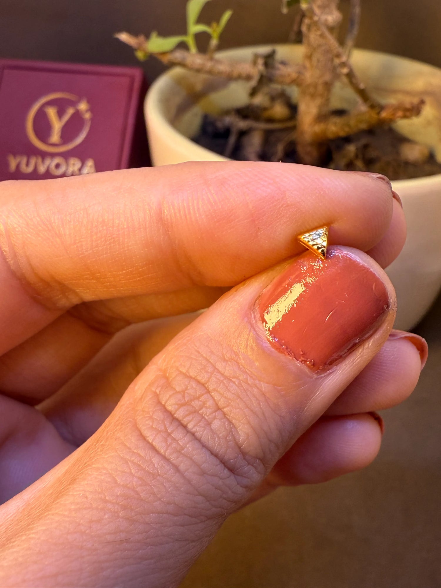 Triad Mosaic Gold Nose Pin – Simple 18K Nose Pin Gold Design for Women