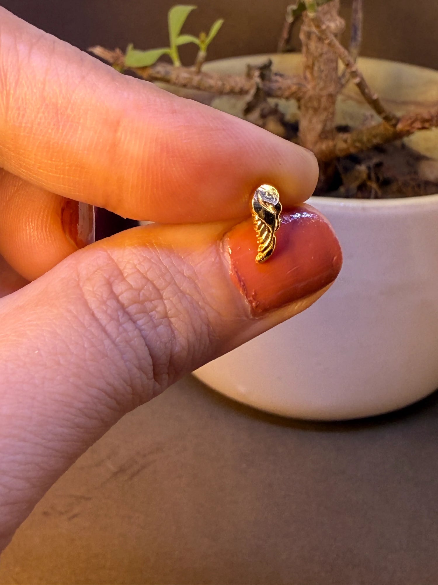 Celestial Winglet Gold Nose Pin – Simple 18K Nose Pin Gold Design for Women