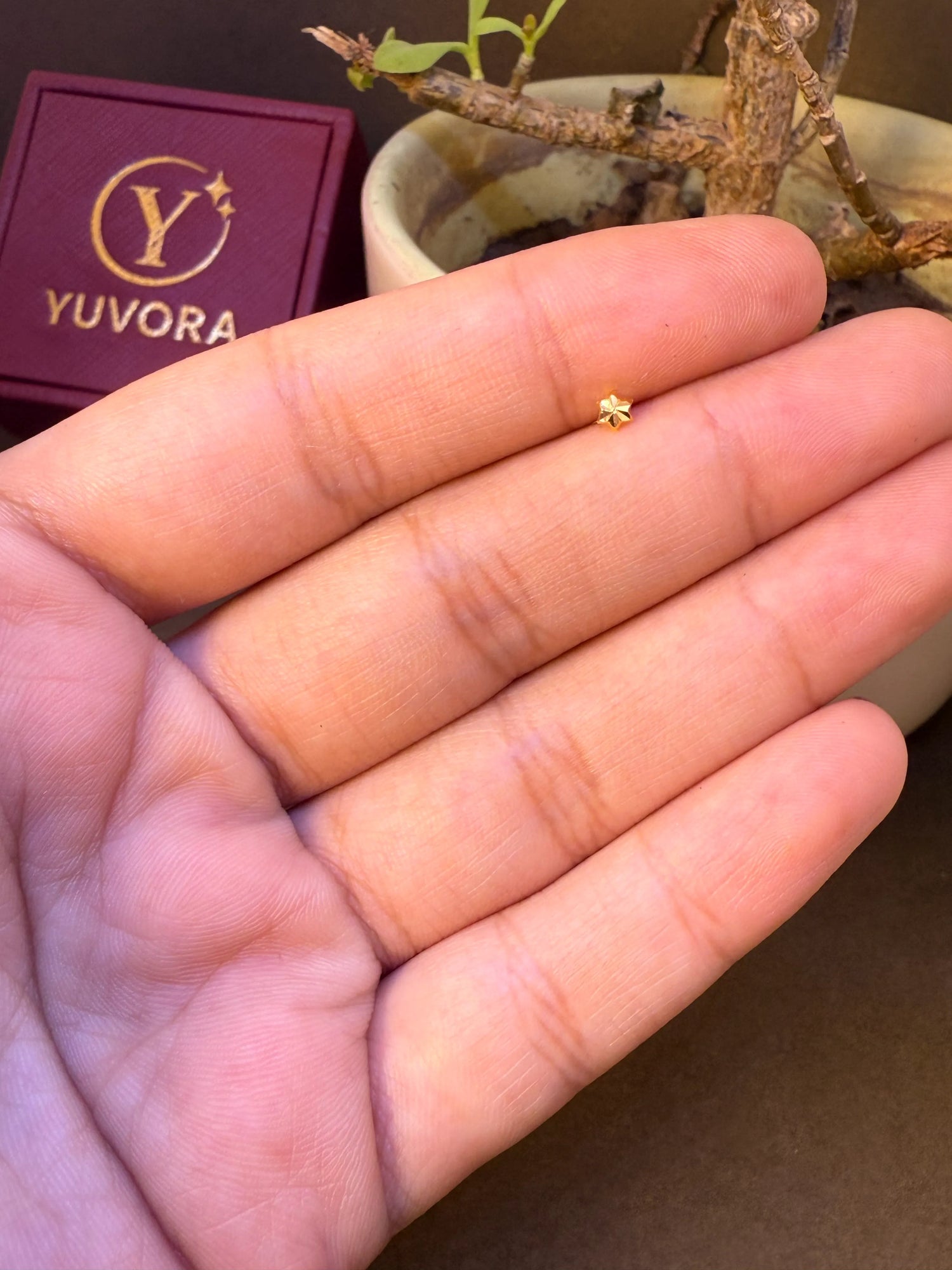 Gilded Orbit Gold Nose Pin – Simple 18K Nose Pin Gold Design for Women