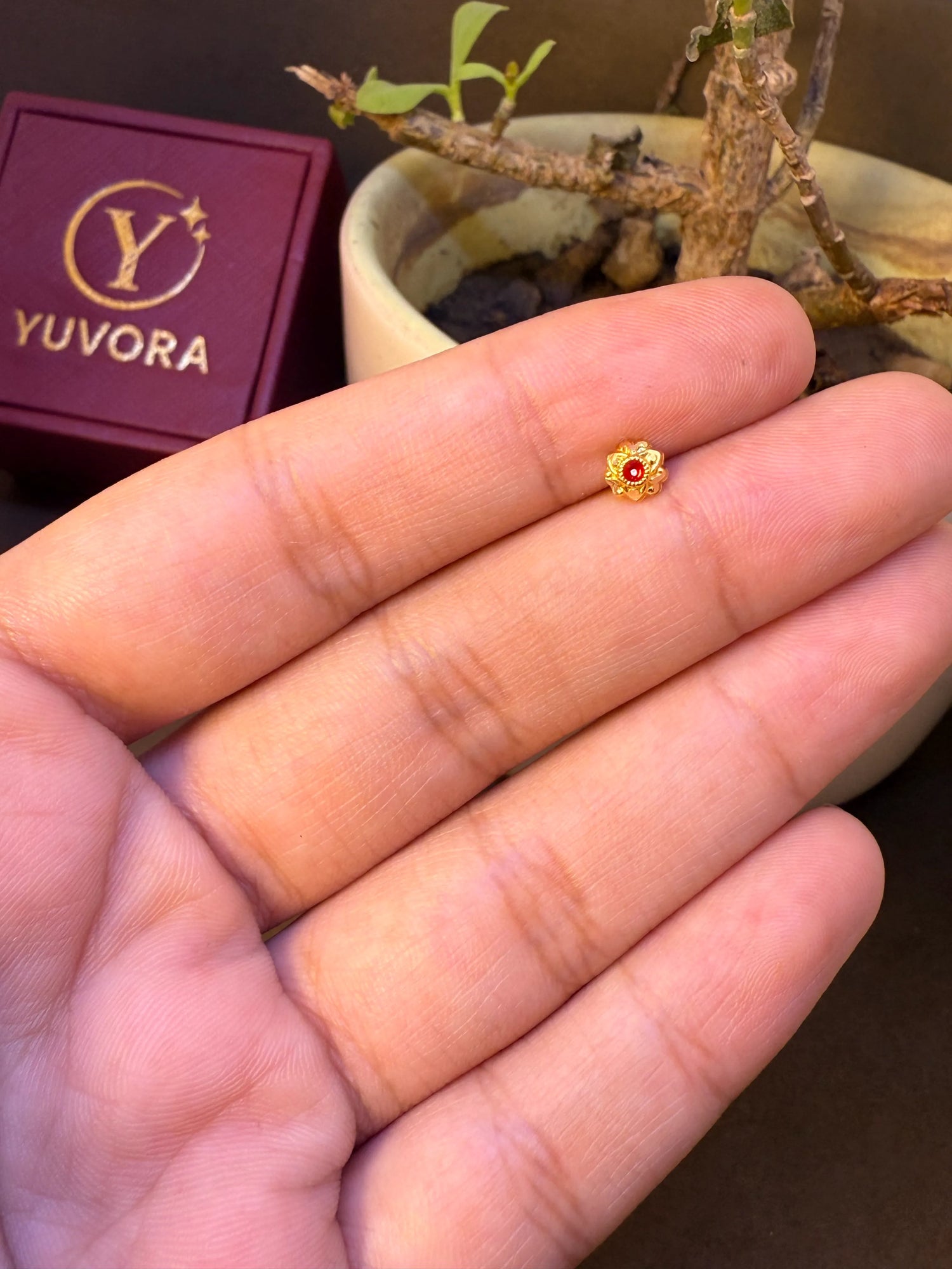 Solstice Star Gold Nose Pin – Simple 18K Nose Pin Gold Design for Women