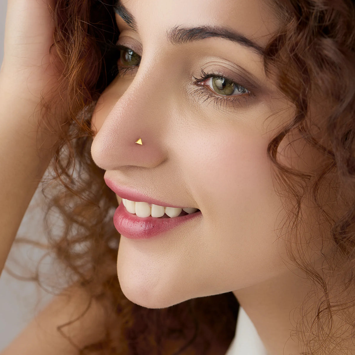 Pin Point Nose Triad Touch 18K Simple Gold Nose Pin for Women – Yuvora
