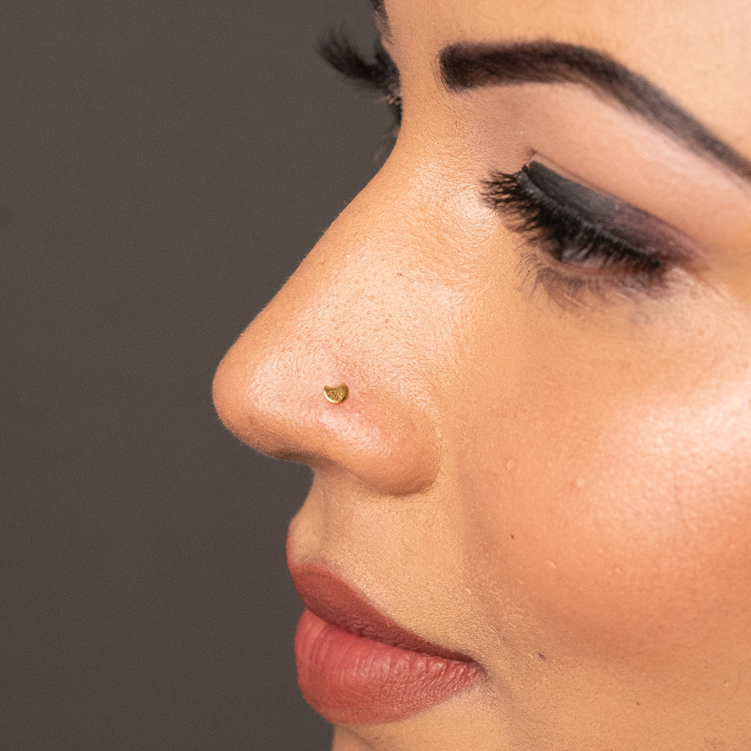 Pin Point Nose Crescent Gleam Gold Nose Pin for Women | Minimal Gold Nose Pins – Yuvora