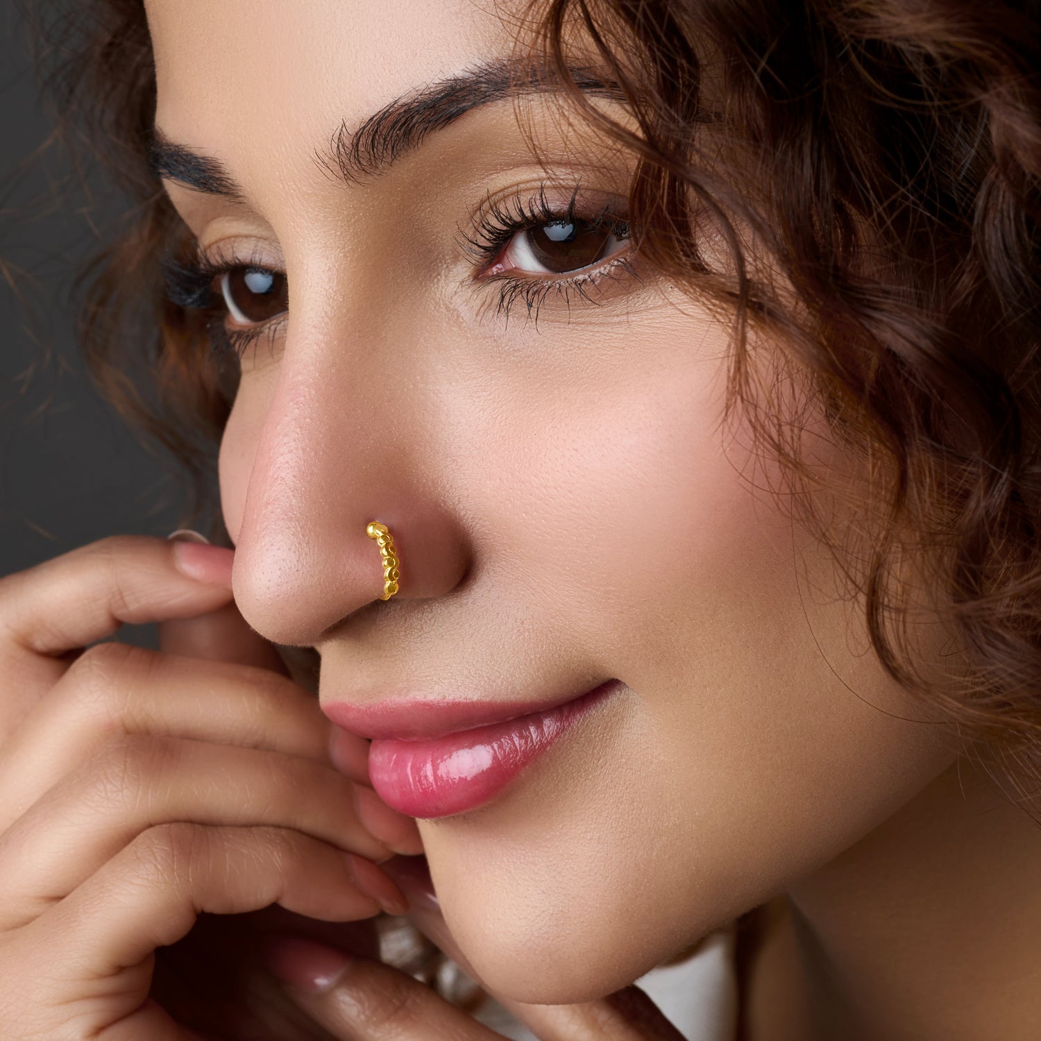Solar Orbit Row Gold Nose Ring – Elegant Gold Nose Ring for Women