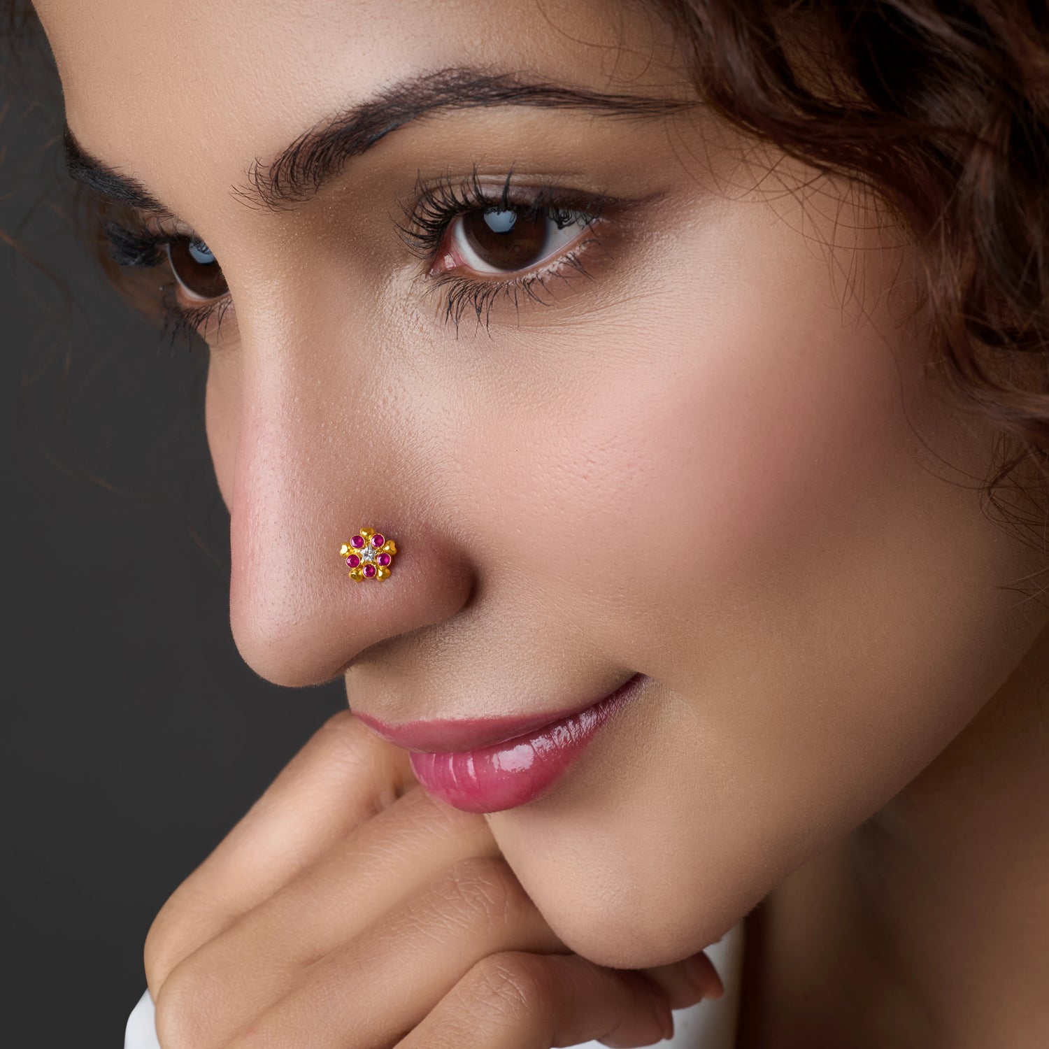 Royal Burst 18K Stone Gold Nose Pin for Women
