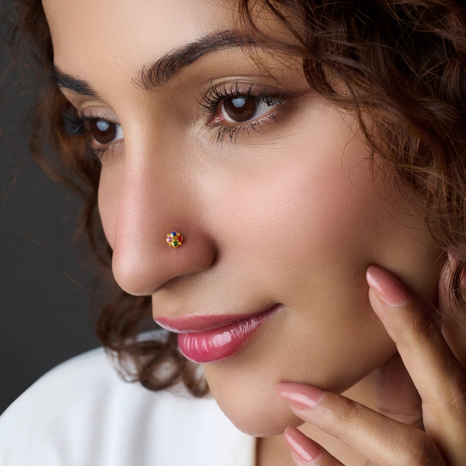 Petal Spark 18K Four Petal Inspired Flower Small Nose Pin Gold Design