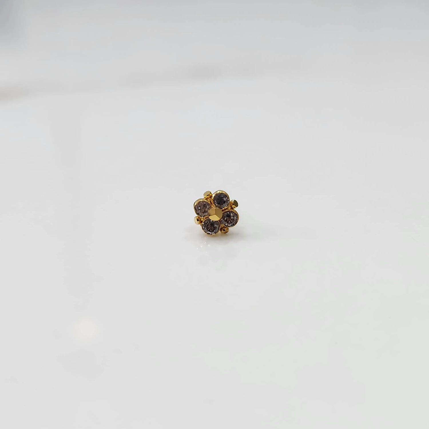 Petal Spark 18K Four Petal Inspired Flower Small Nose Pin Gold Design